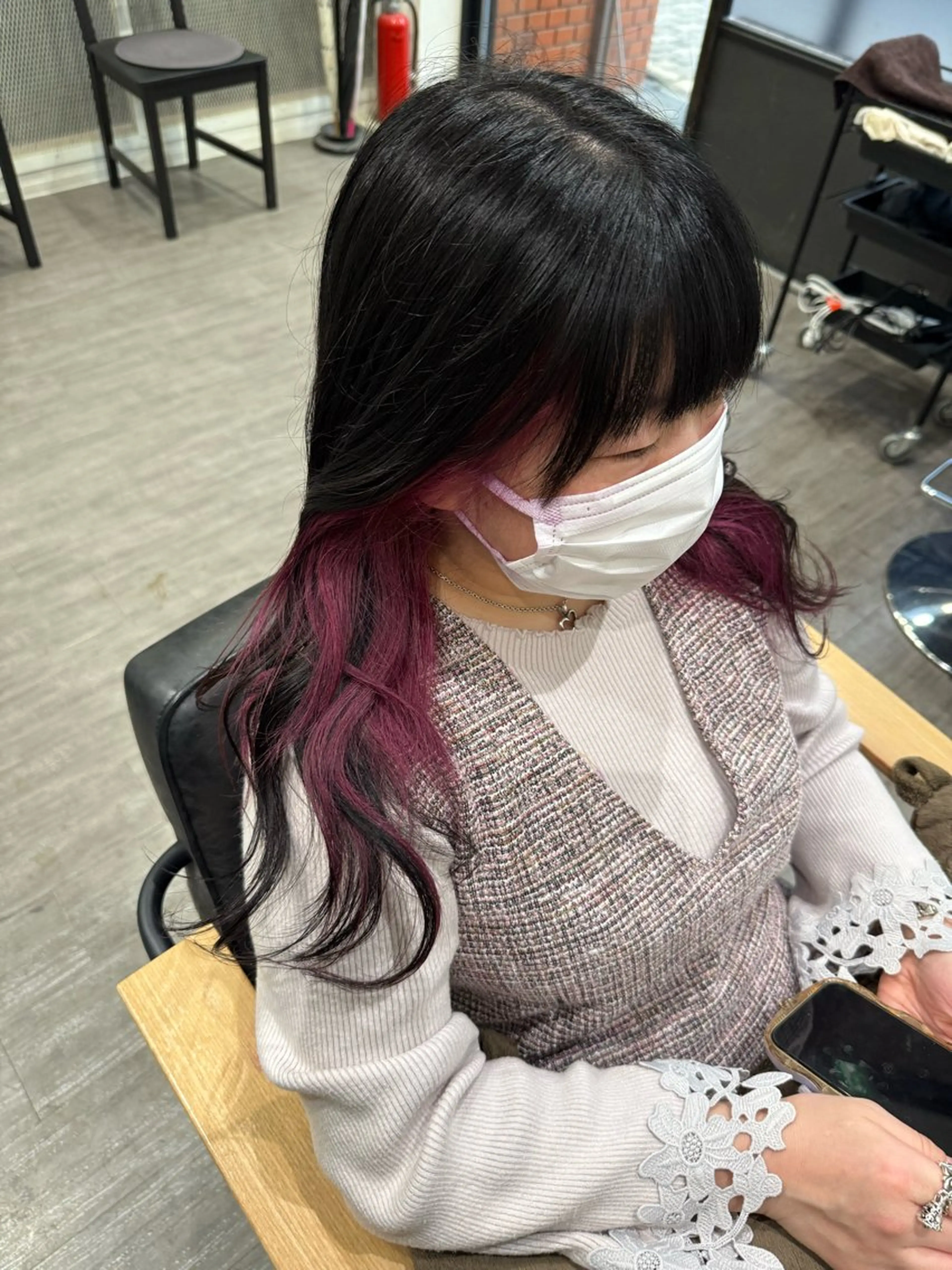 セミロング カラー ラベンダーカラー ピンクカラー ピンクラベンダー 艶髪レイヤー上田 紗也🇰🇷💗のヘアスタイル