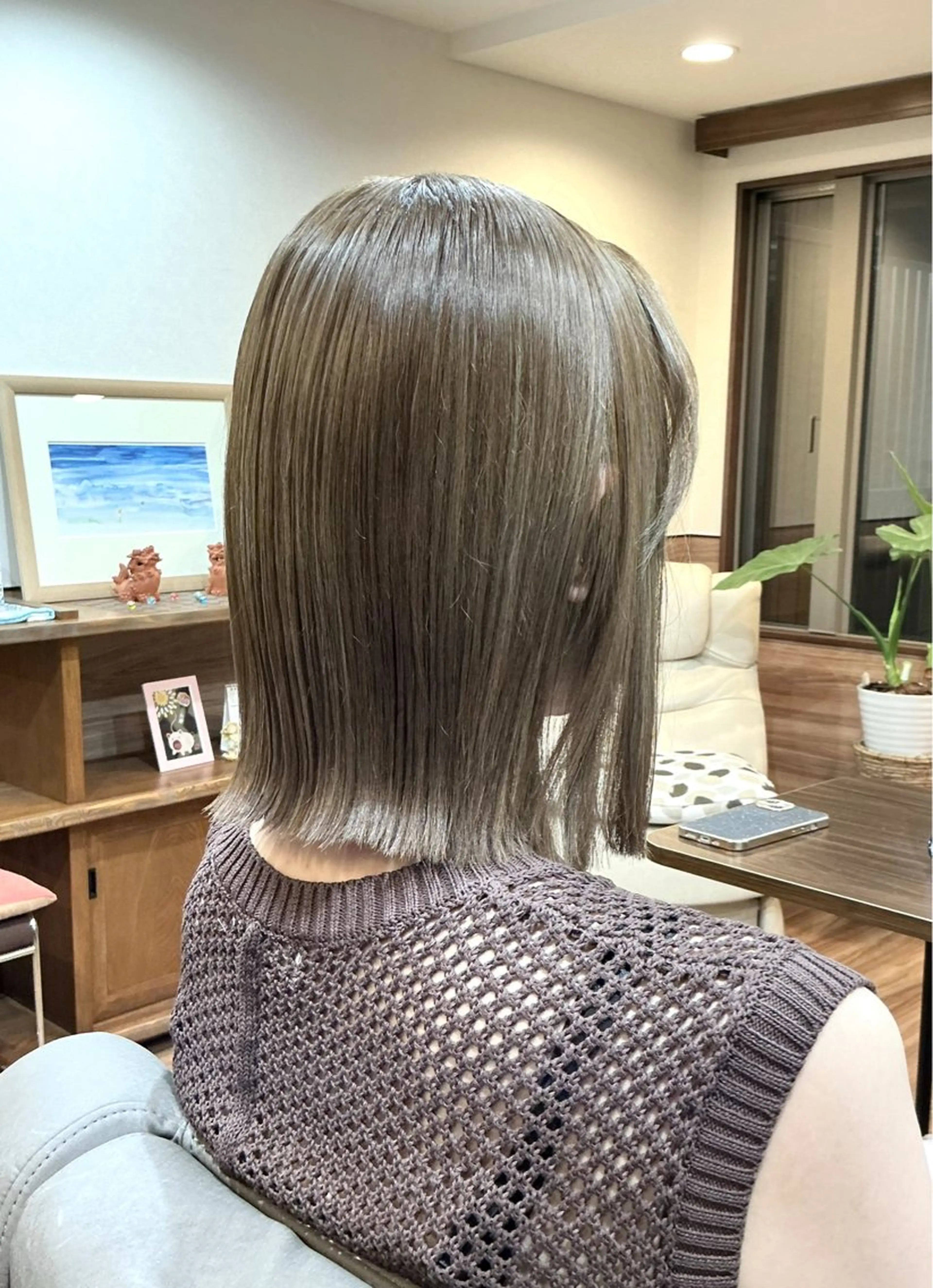 ミディアム 縮毛矯正 Annon プライベートサロンのヘアスタイル