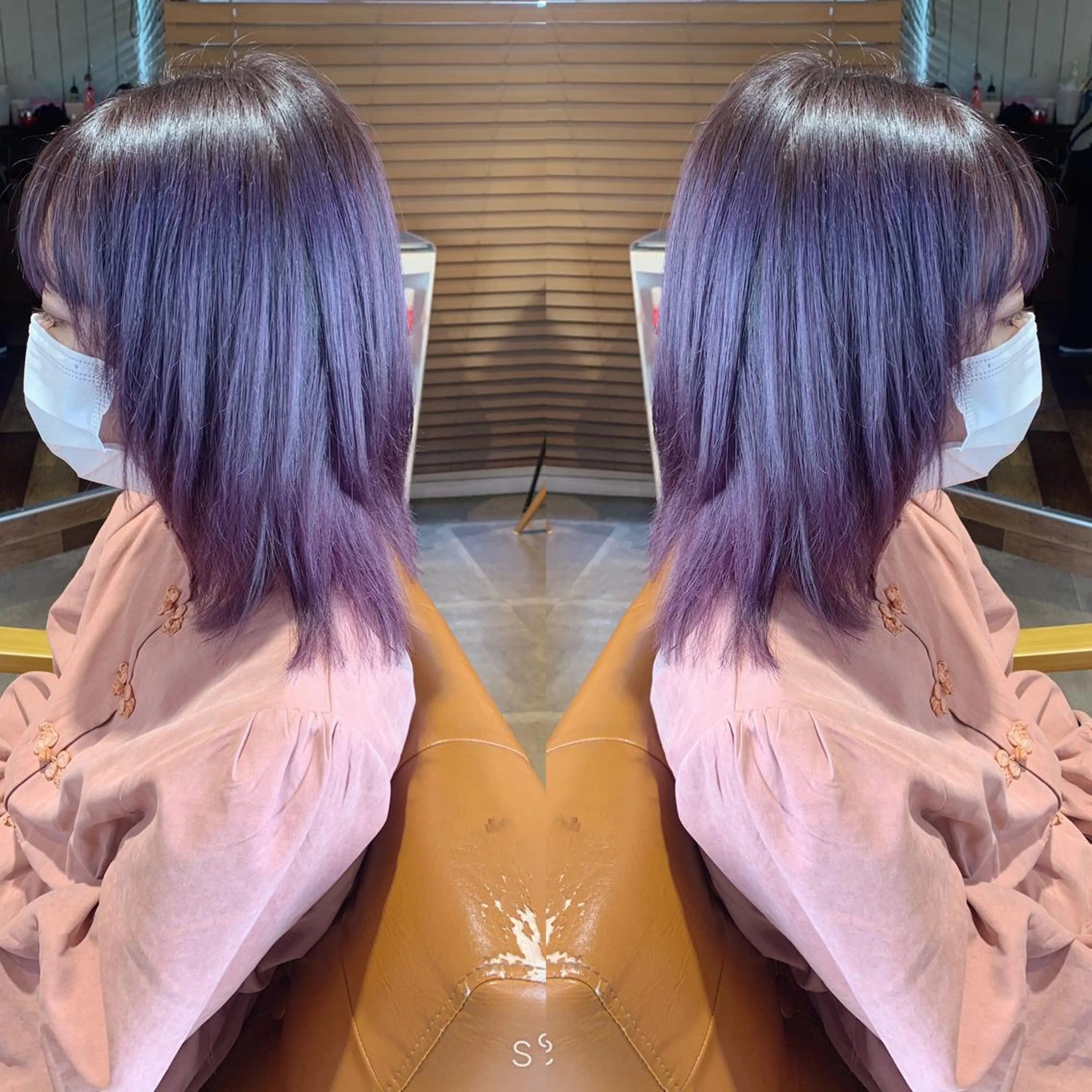 ミディアム カラー ピンクカラー ピンクパープル パープルカラー 韓国🇰🇷 ✂︎hair 内田愛のヘアスタイル