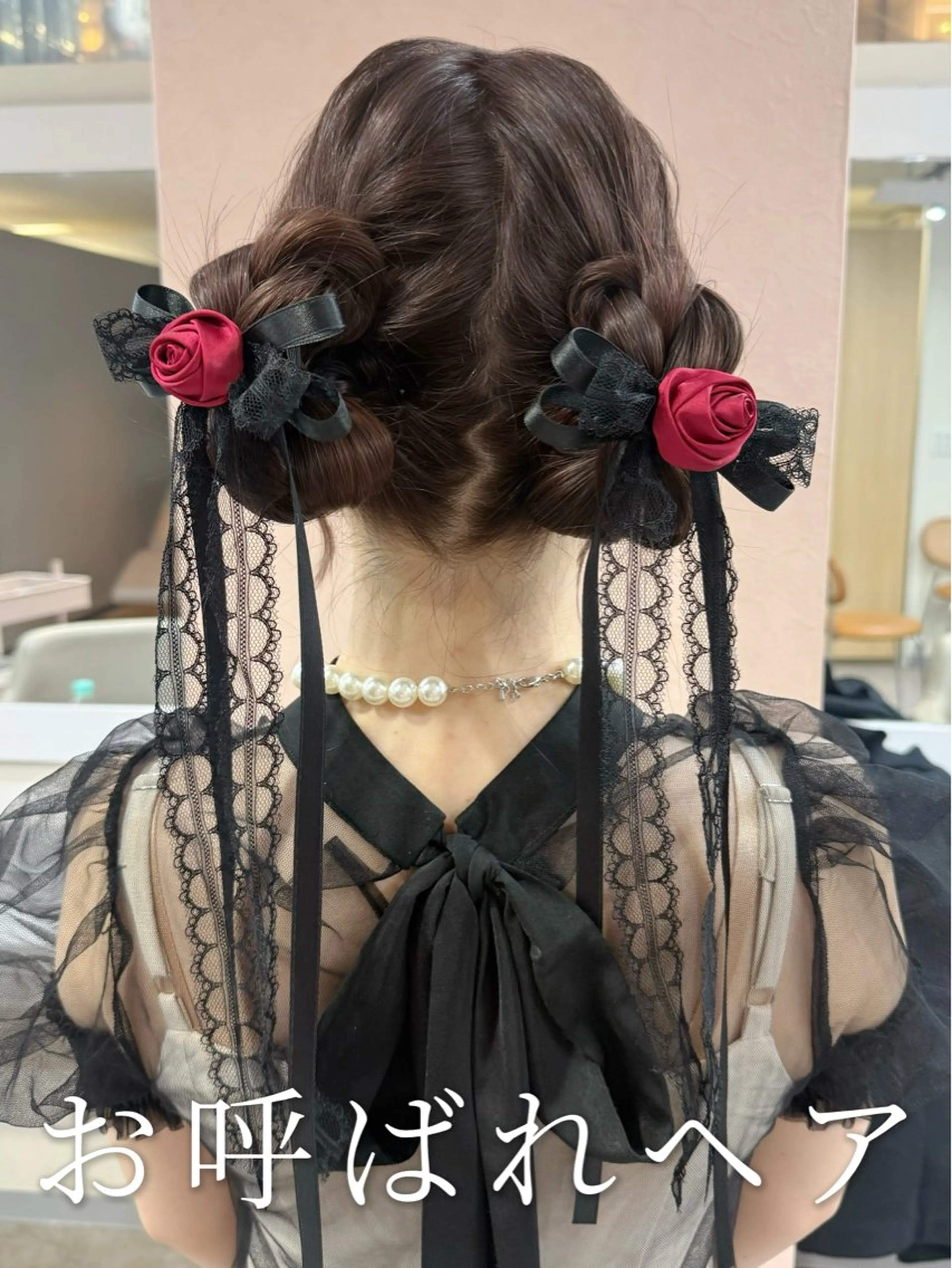 セミロング ヘアアレンジ ハーフアップ ポニーテール 結婚式・ブライダル 三つ編み ヘアセット 韓国風パーマ/ヘア セット/店長みづきのヘアスタイル
