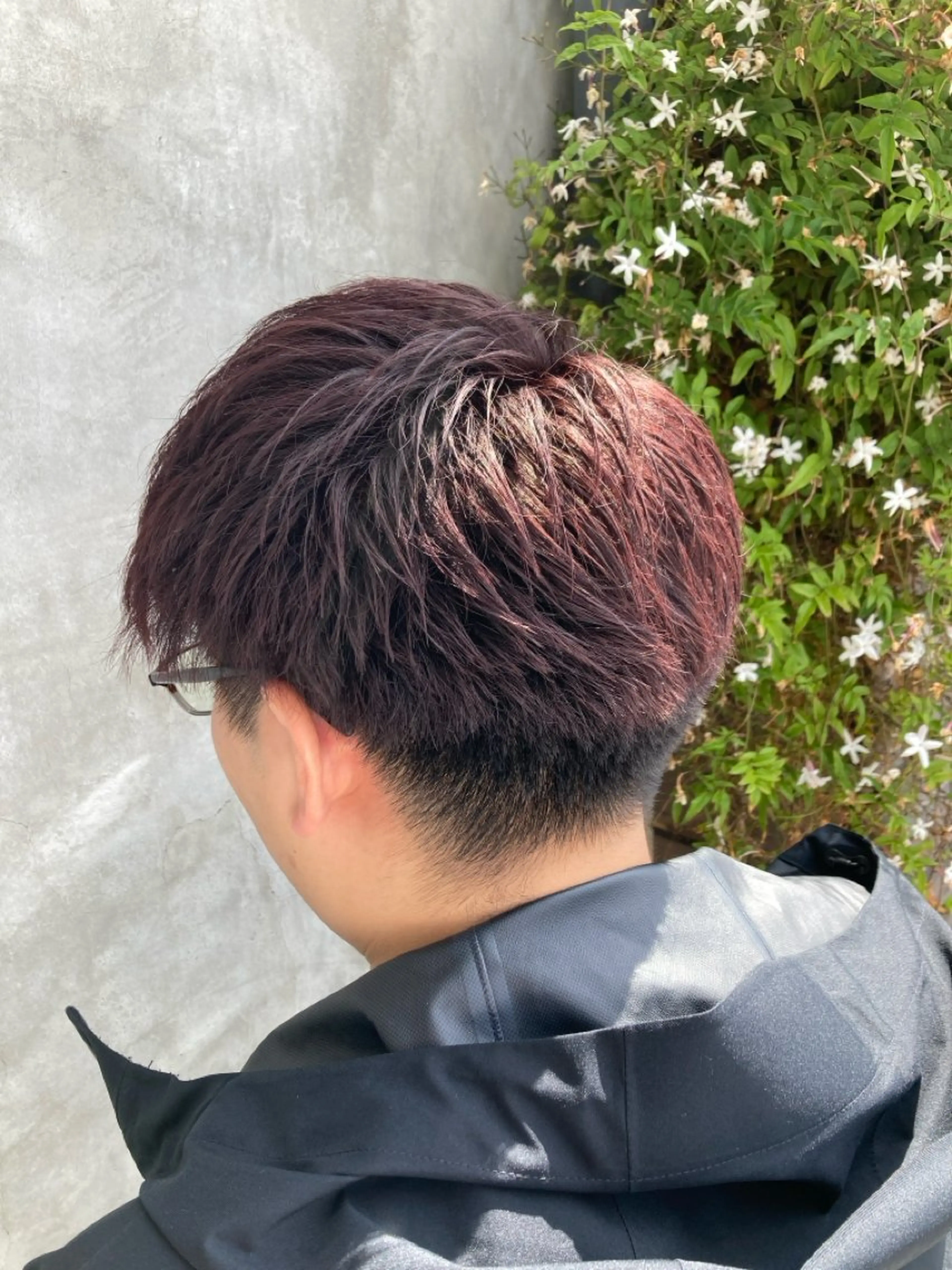 カラー メンズ レッドカラー 大西 瞭弘のヘアスタイル