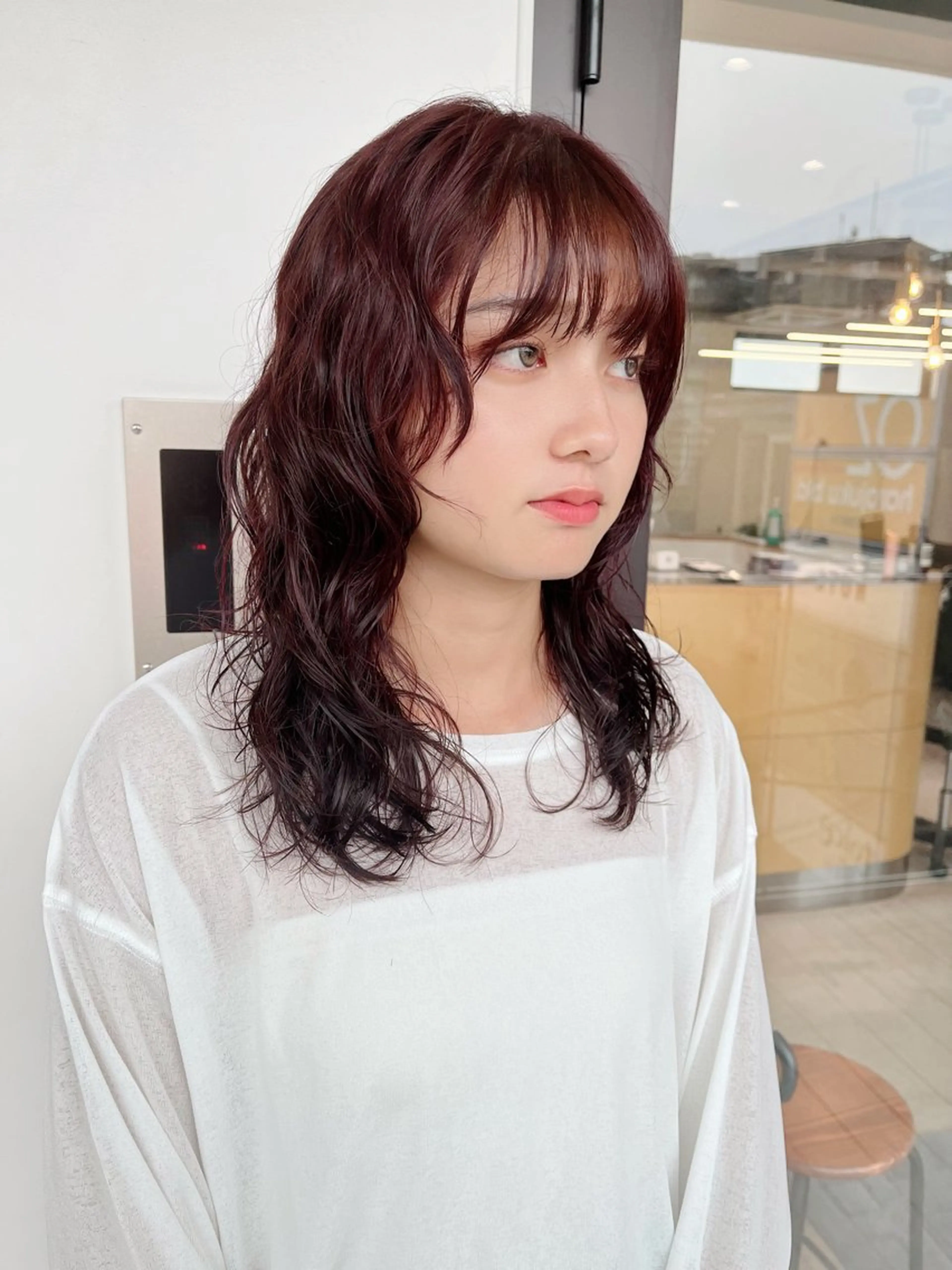 ミディアム カラー パーマ ミディアムパーマ レイヤーカット カット ヘアカラー パーマ 原宿パーマ/レイヤー /kazuのヘアスタイル