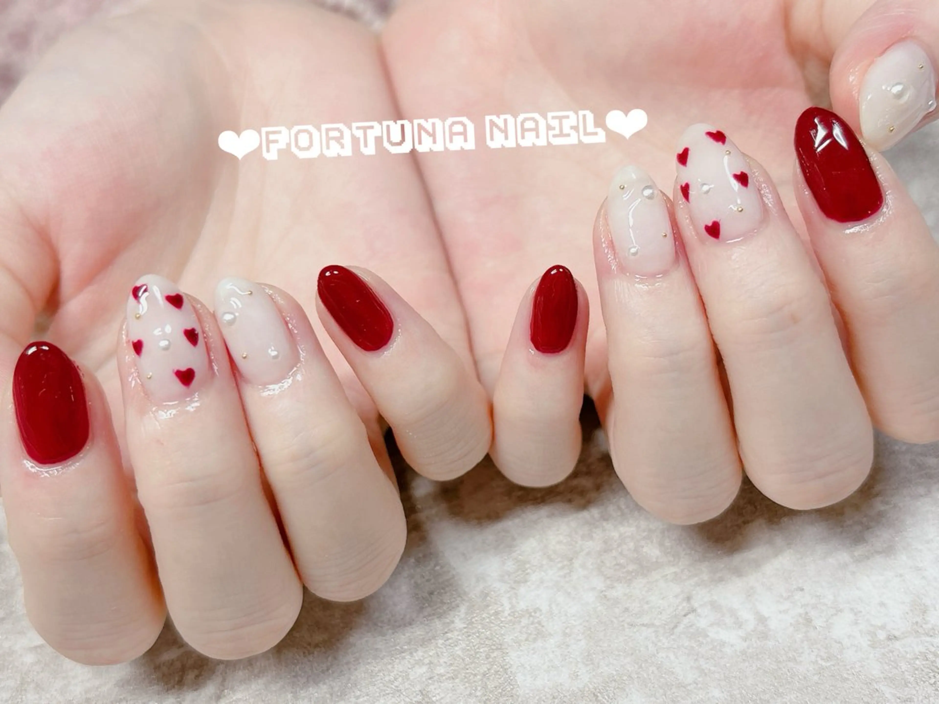 ネイル ハート バレンタイン Nail •Head スパFortunaのネイルデザイン