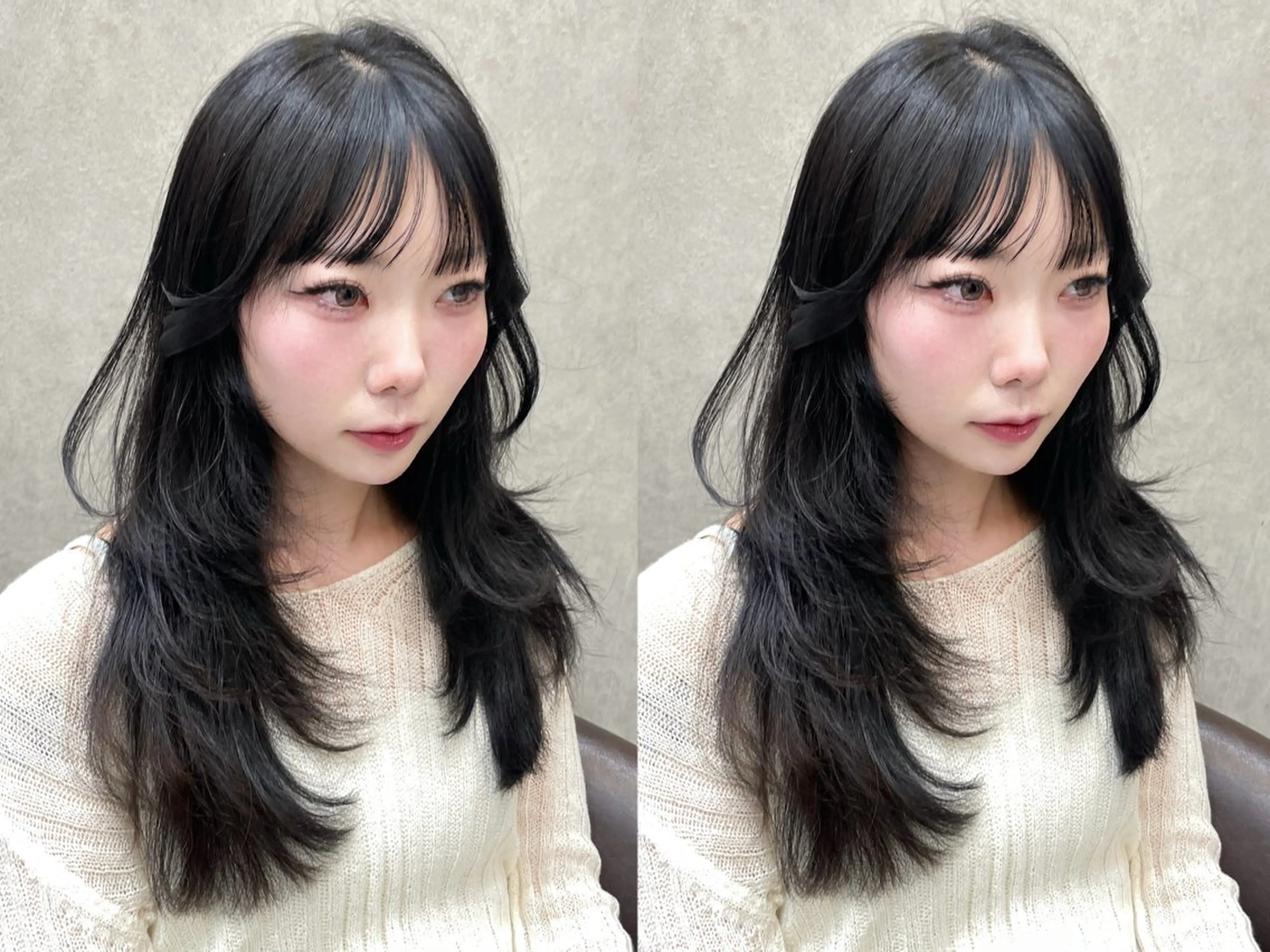 セミロング カット ヘアカラー MOE 福岡韓国ヘア✧︎のヘアスタイル