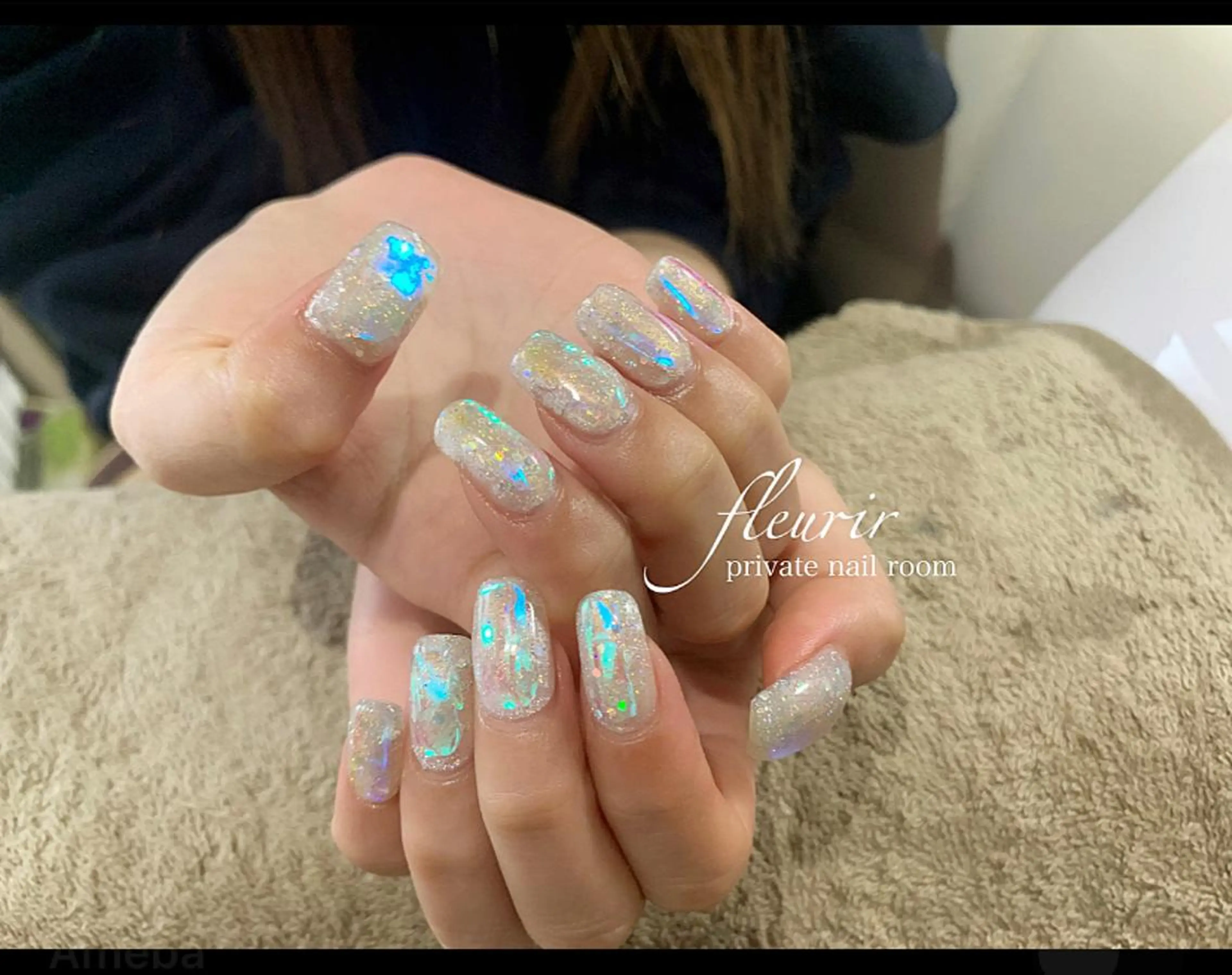 ネイル オーロラネイル ホログラムネイル ラメ(グリッター) フルリール 【プライベートサロンのネイルデザイン