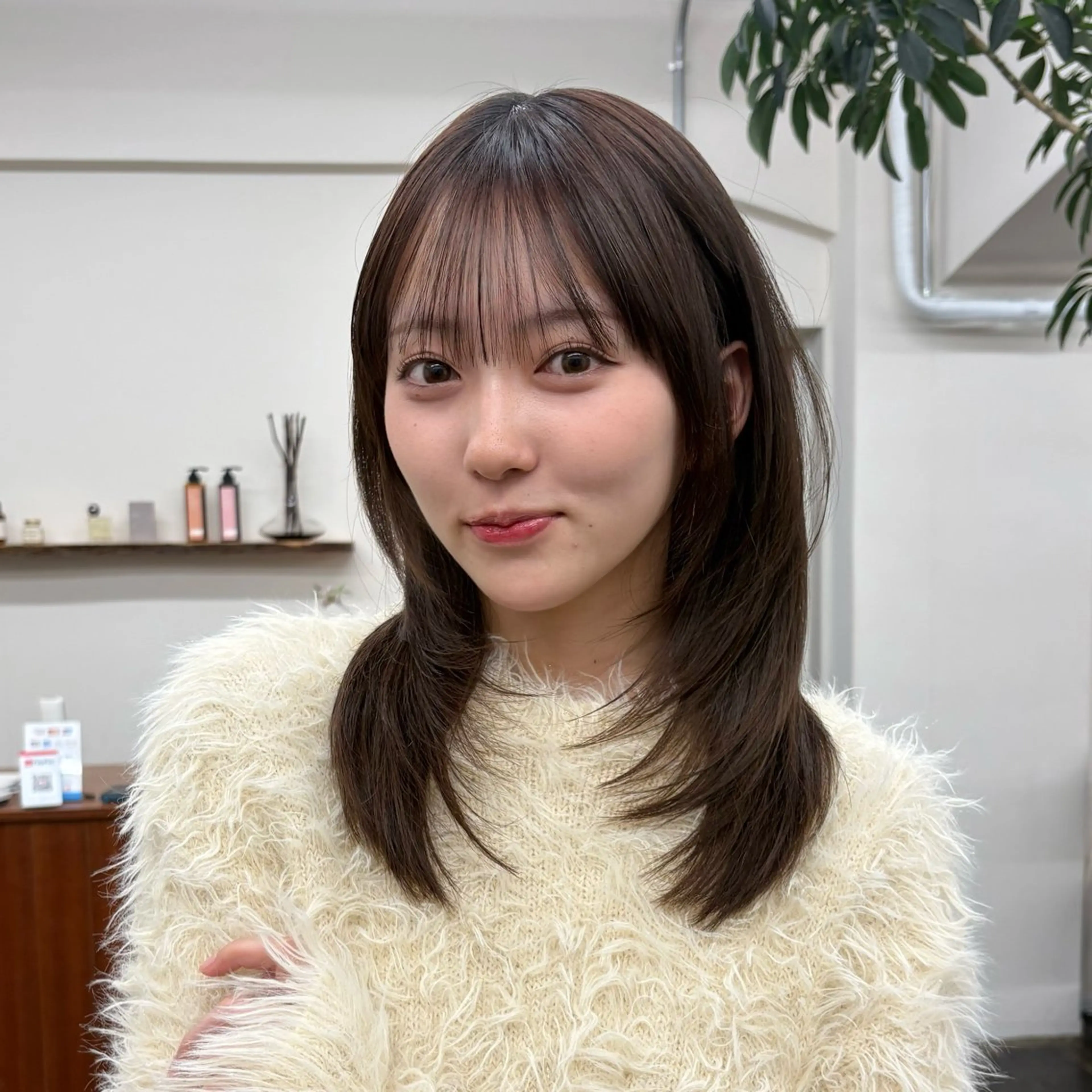 ミディアム カット ヘアカラー トリートメント 透明感カラー/顔周り カット/ののか💞のヘアスタイル