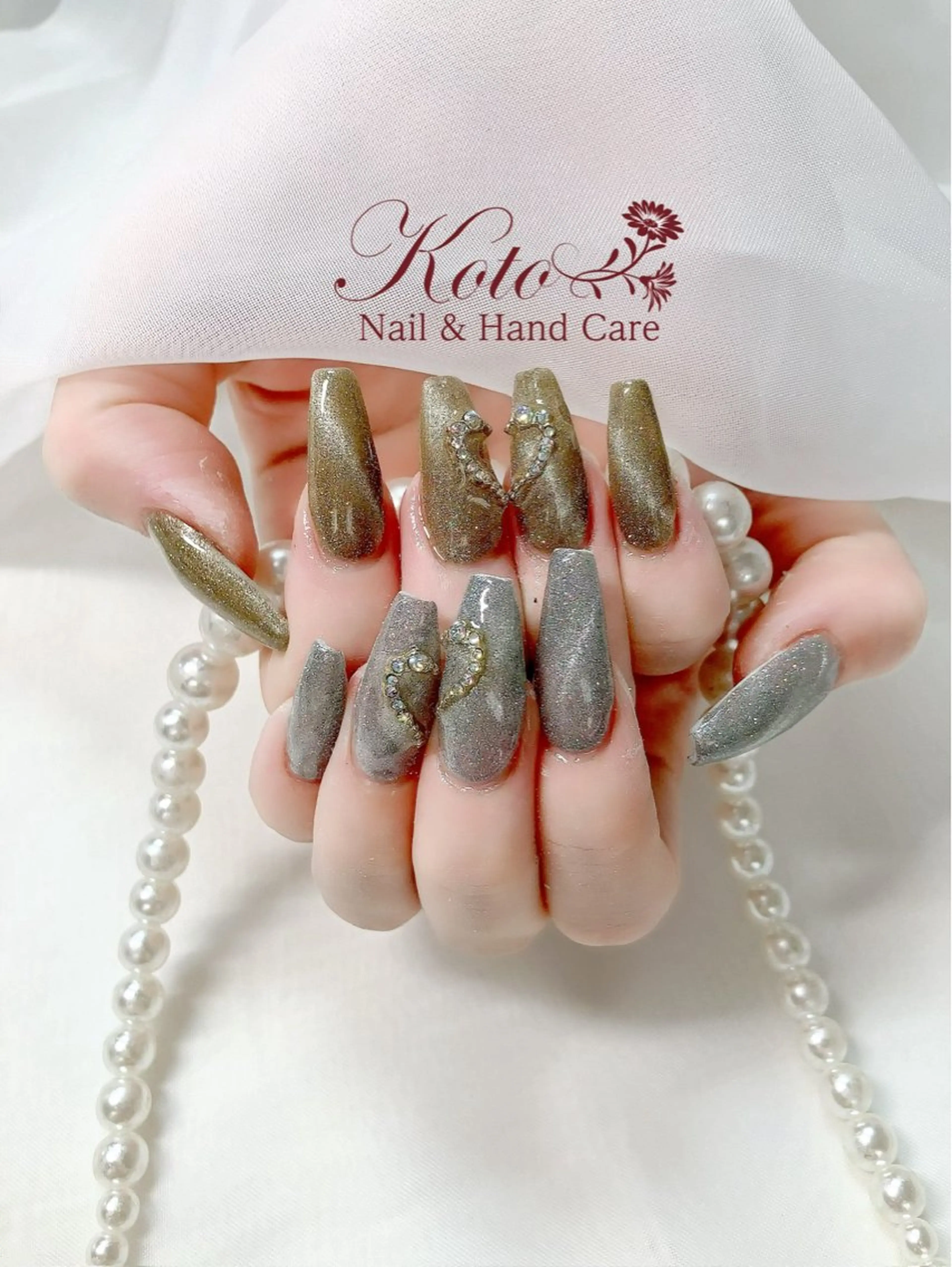 ネイル 長さ出し ジェルネイル ハート 持ち込み ニュアンスネイル ハンドネイル Nail Salon KOTOのネイルデザイン