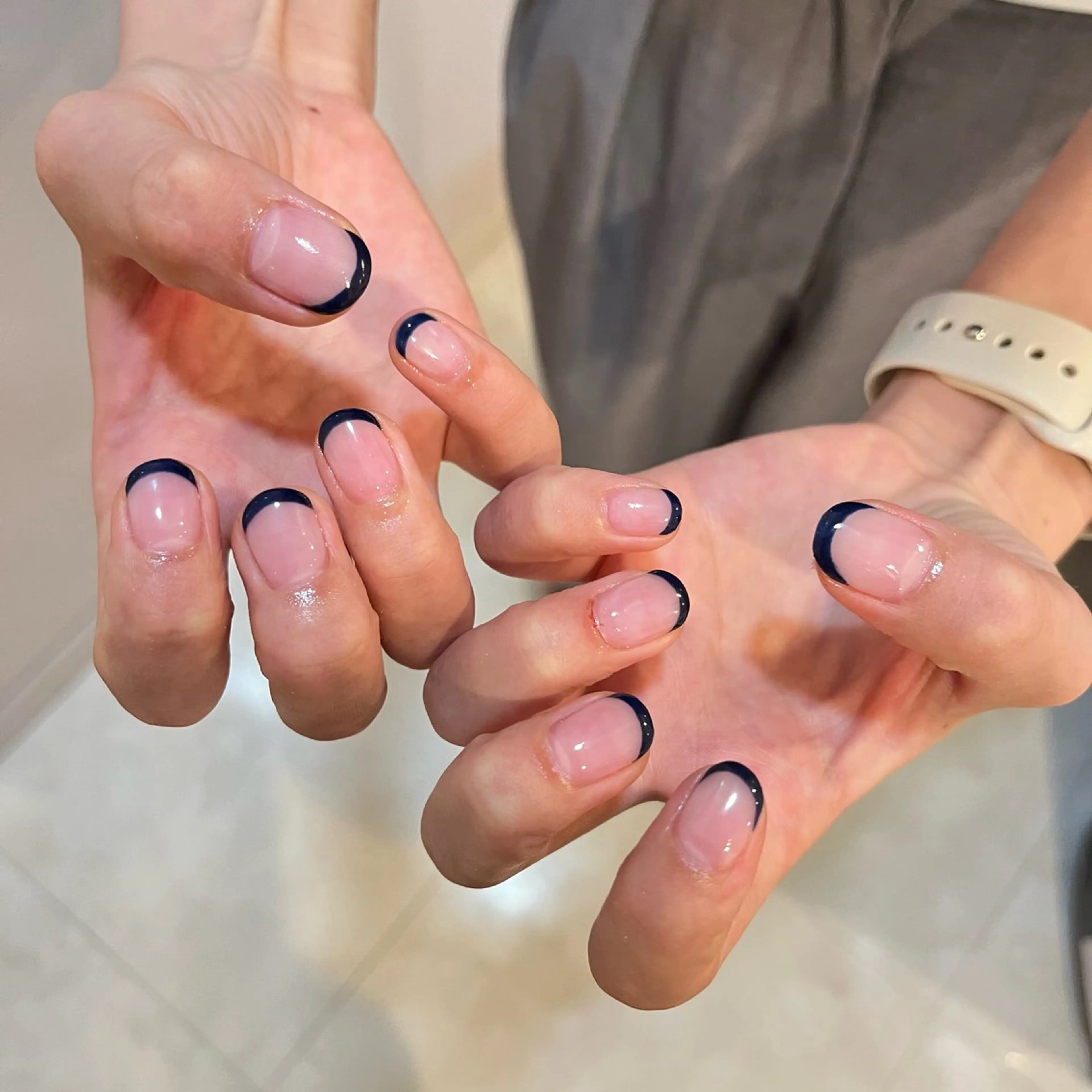 ネイル フレンチネイル ネイビー Briwa✨nail 💅enoi ❤︎のネイルデザイン
