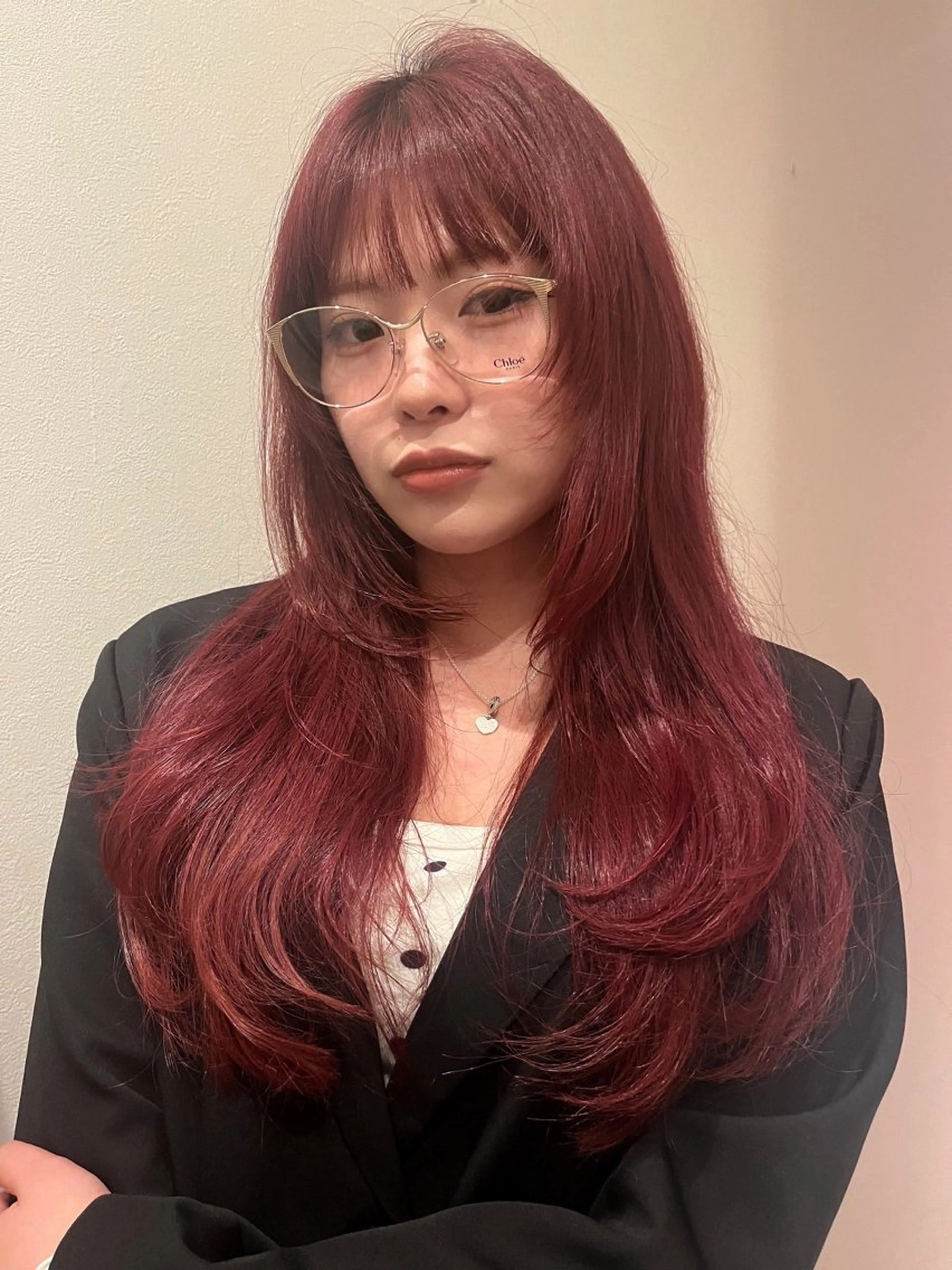 ロング カラー レイヤーカット ロング ヘアカラー Fleur 西 優希のヘアスタイル