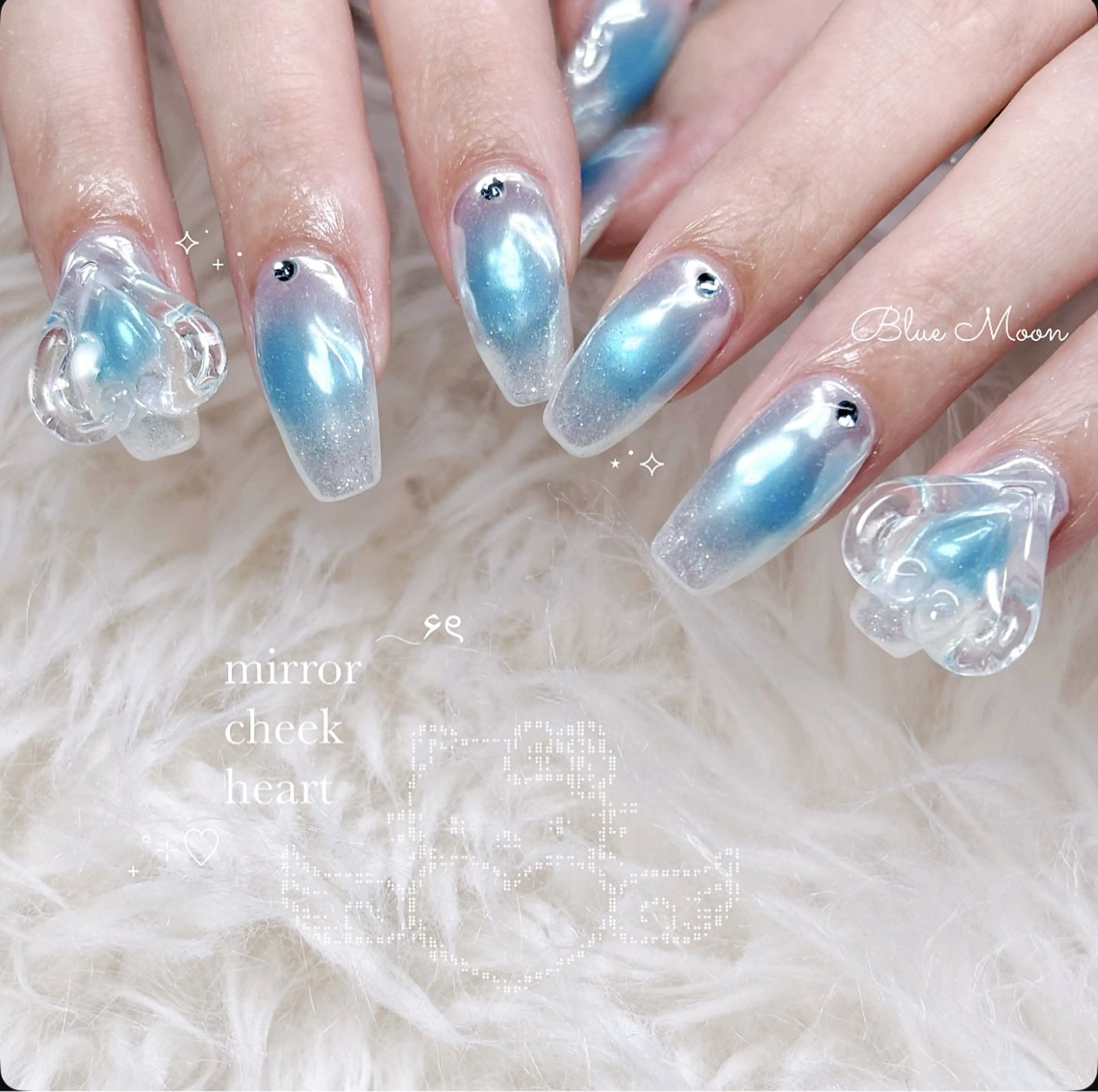 ネイル ハート ミラーネイル ハンドネイル フットネイル ハンドケア nail salon Blue Moonのネイルデザイン