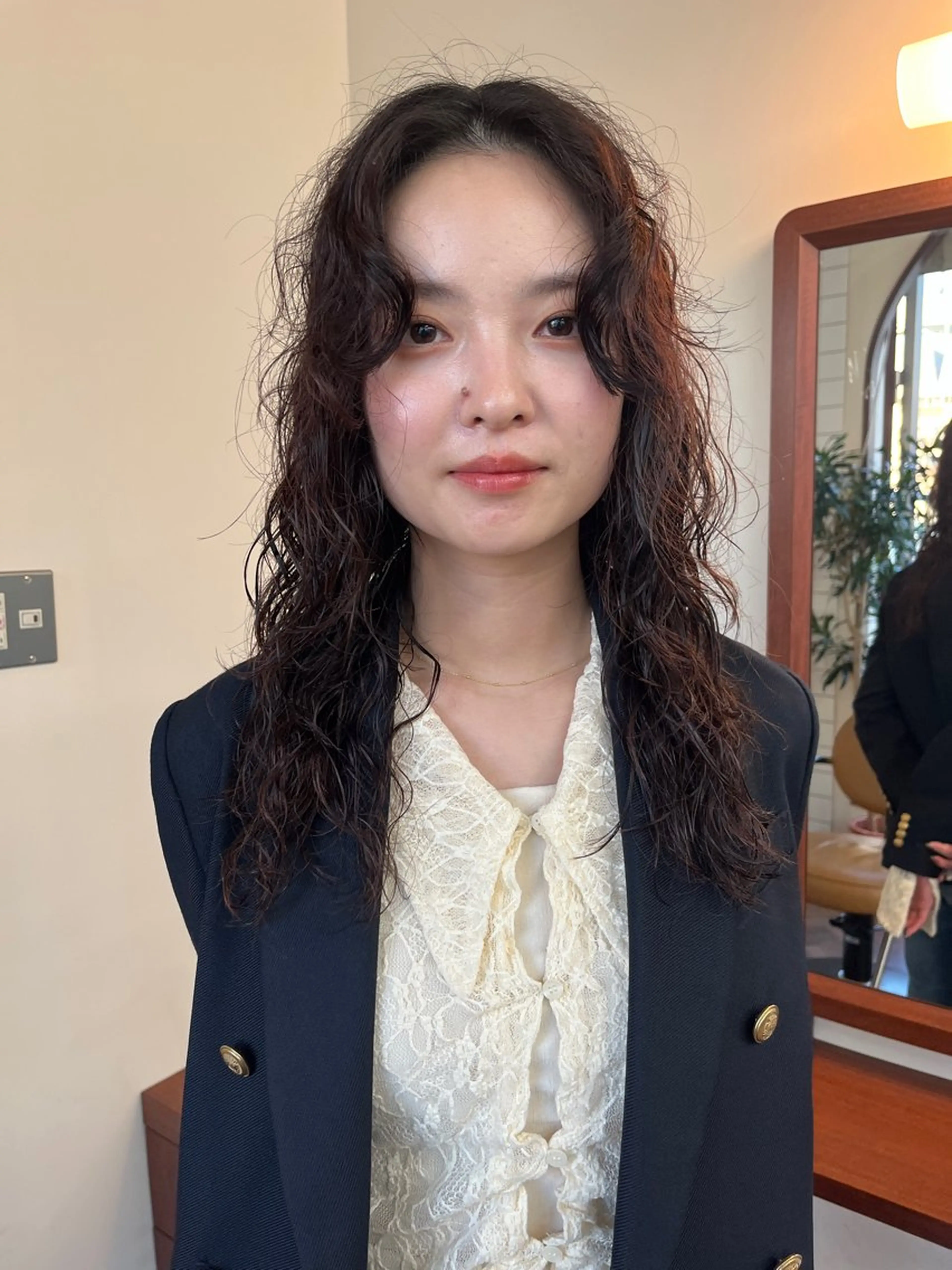 ミディアム カラー パーマ ミディアムパーマ 似合わせカット ボブパーマ/パーマ ウルフパーマのヘアスタイル