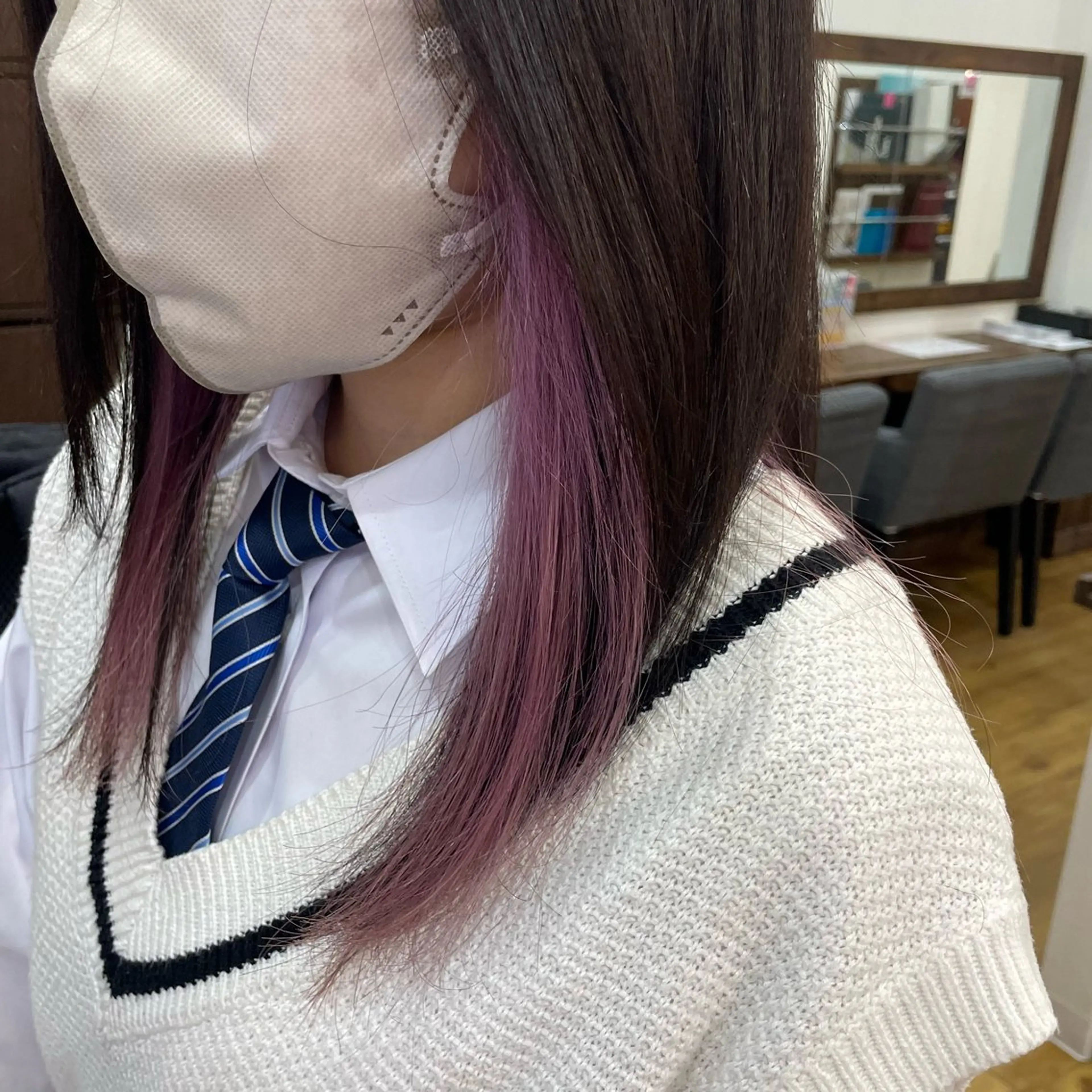 セミロング カラー ベージュカラー グラデーションカラー インナーカラー ピンクカラー ピンクベージュ ヘアカラー トリートメント 💖ダブルカラー/ ヘアセット/晴香💖のヘアスタイル