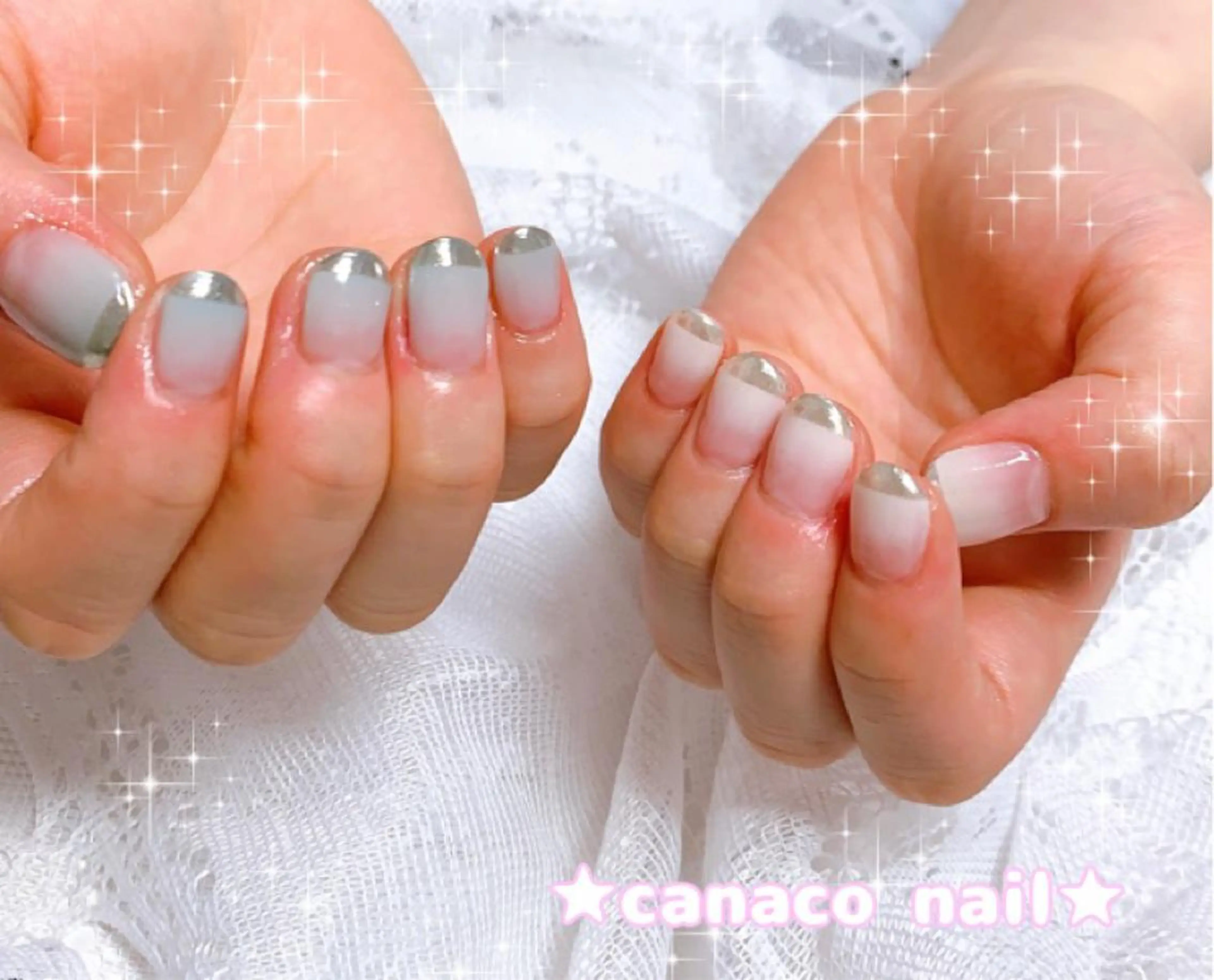 ネイル アートネイル フレンチネイル ジェルネイル グラデーション ミラーネイル ハンドネイル ハンドケア ベテランネイル cnc nailのネイルデザイン