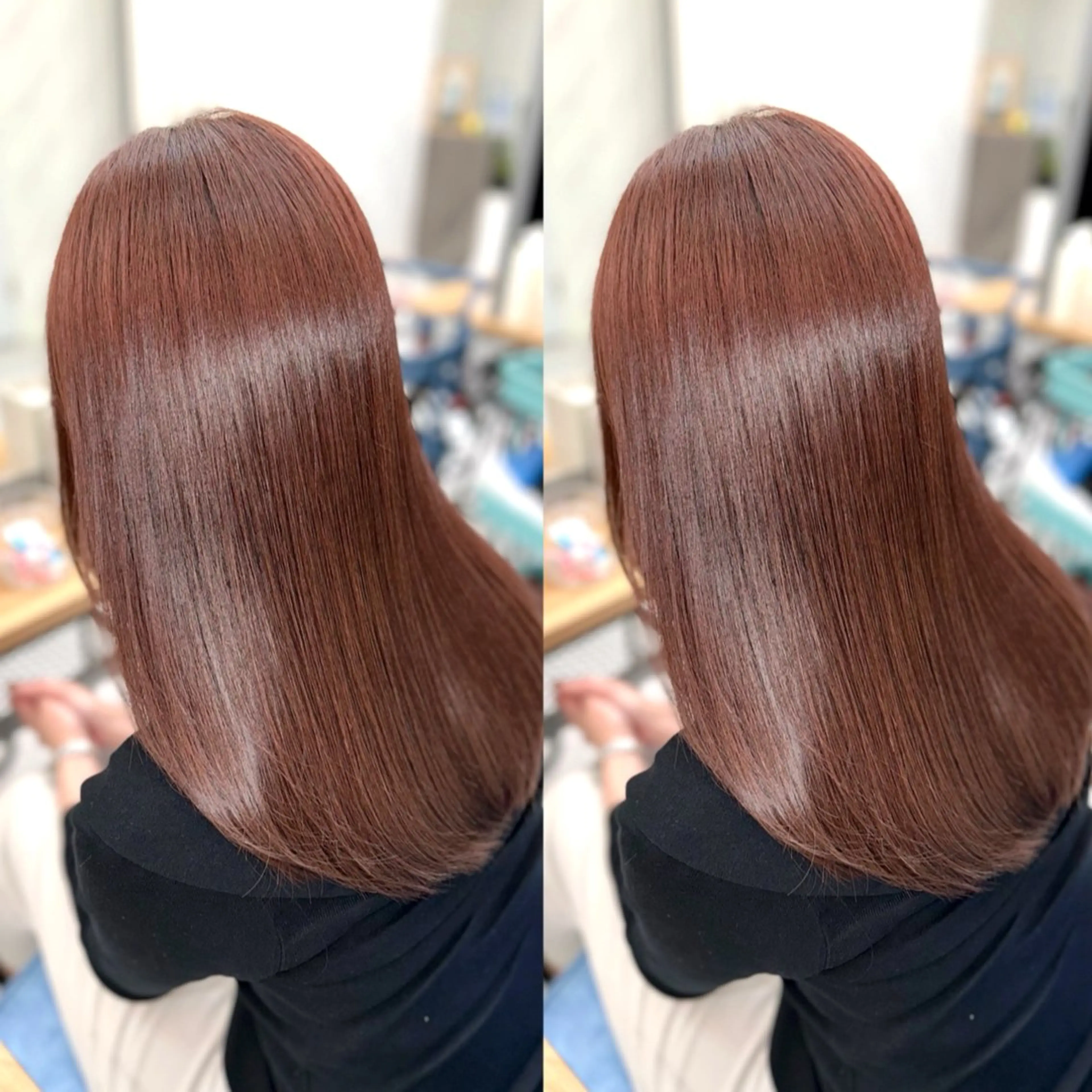 セミロング 髪質改善 ヘアカラー トリートメント 有田 仁志のヘアスタイル