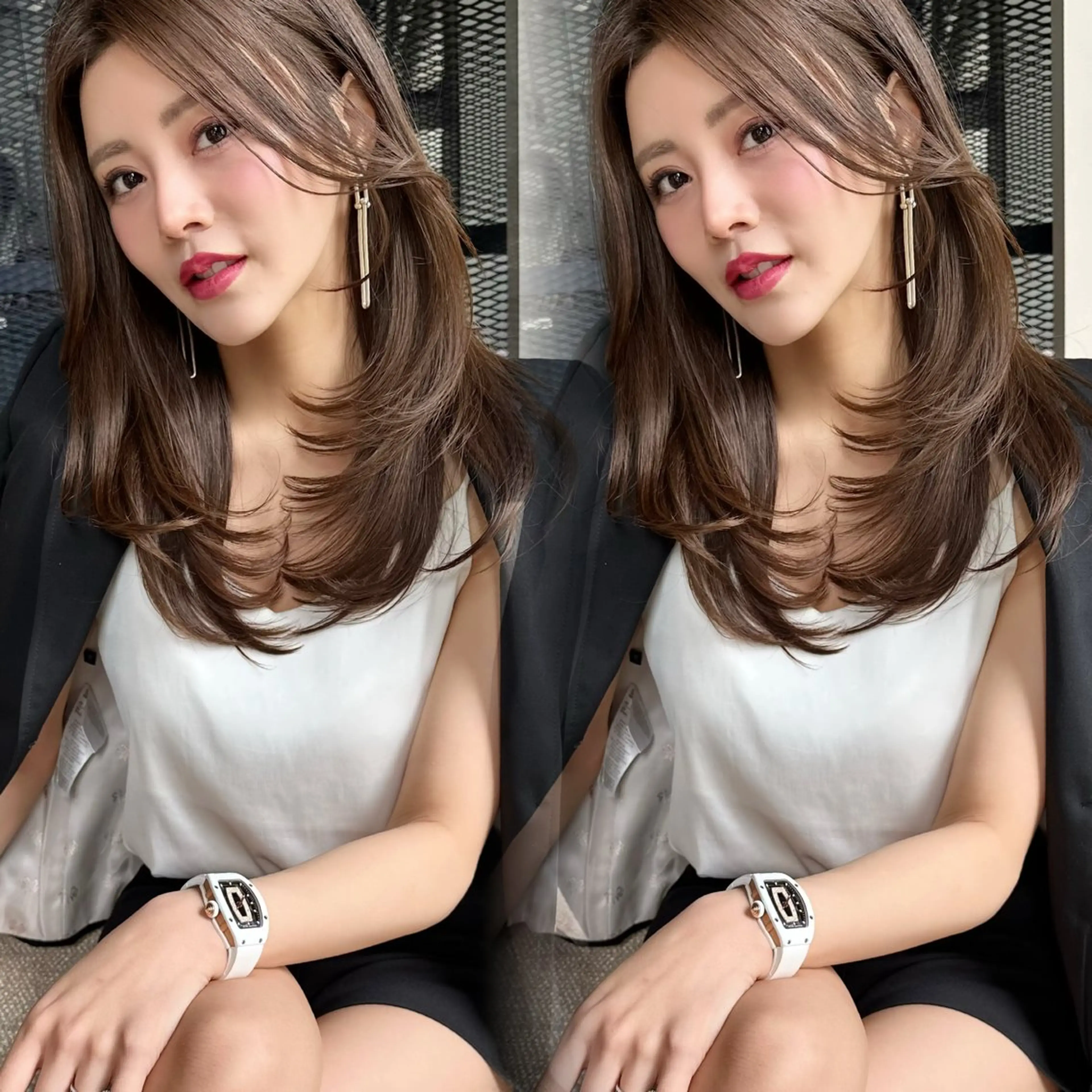 セミロング カラー 似合わせカット カット ヘアカラー トリートメント レイヤー/髪質改善 Lond ambreのヘアスタイル