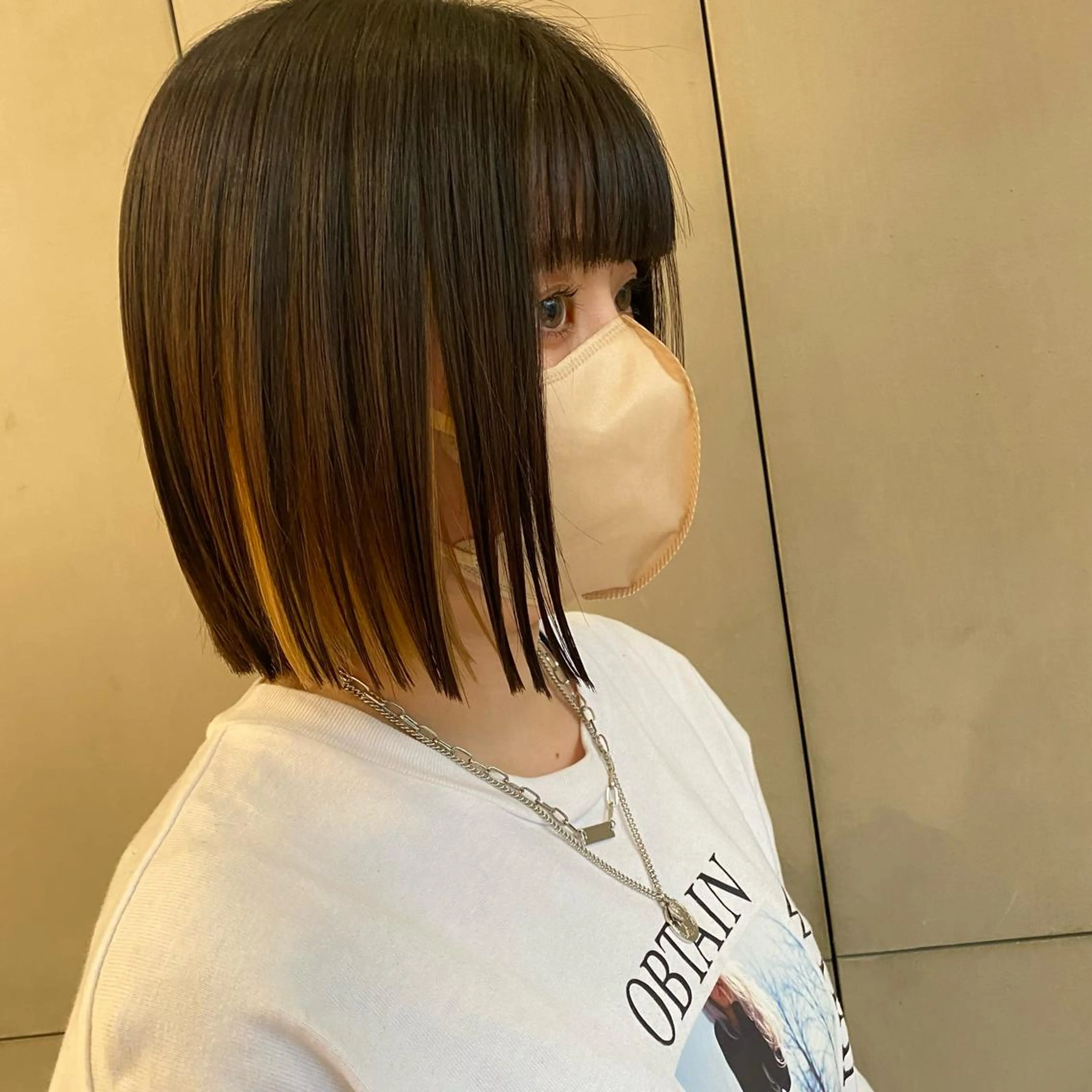 ショート 切りっぱなしボブ ボブ カット ヘアカラー ｱｵﾇﾏﾐﾕ☁️ /ボブ/ハイトーン/のヘアスタイル