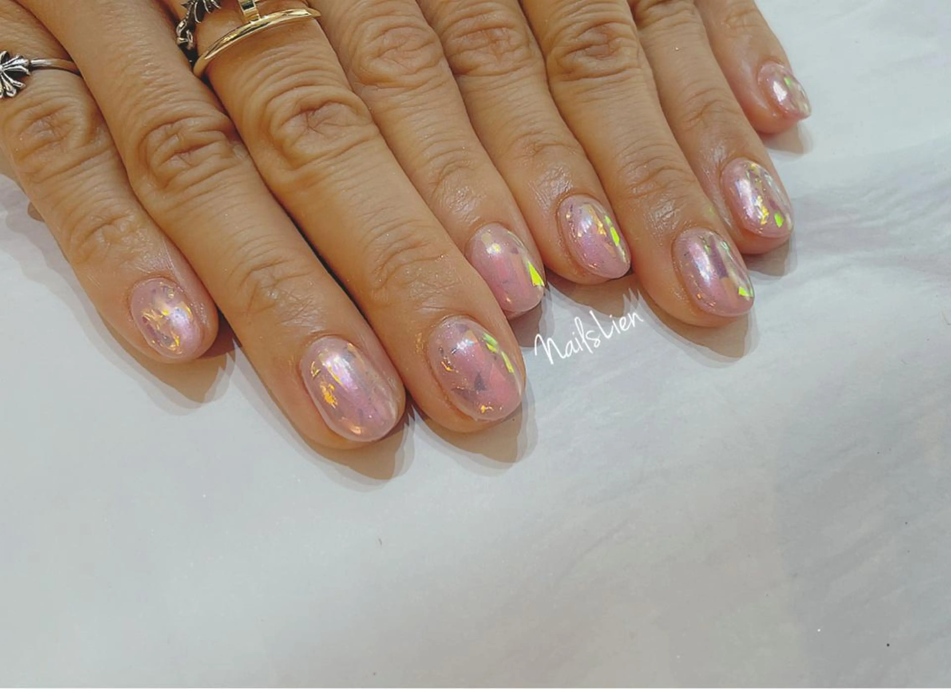 ネイル アニマル柄 フラワーネイル フレンチネイル ジェルネイル ガラスフレンチ studio e n / RiNのネイルデザイン