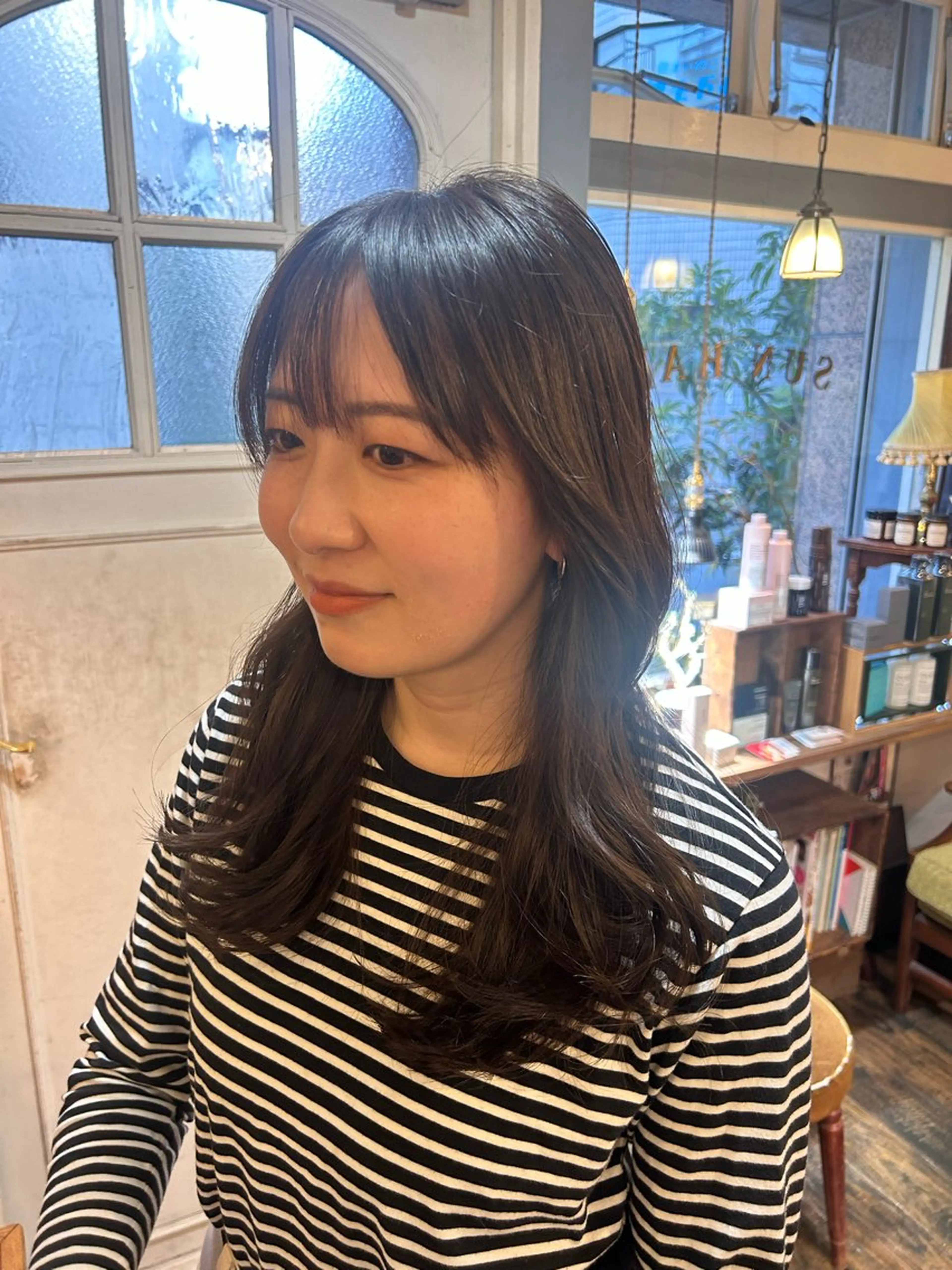 セミロング カラー ヘアカラー トリートメント 清水千優/パーマ/透 明感カラー/メンズのヘアスタイル