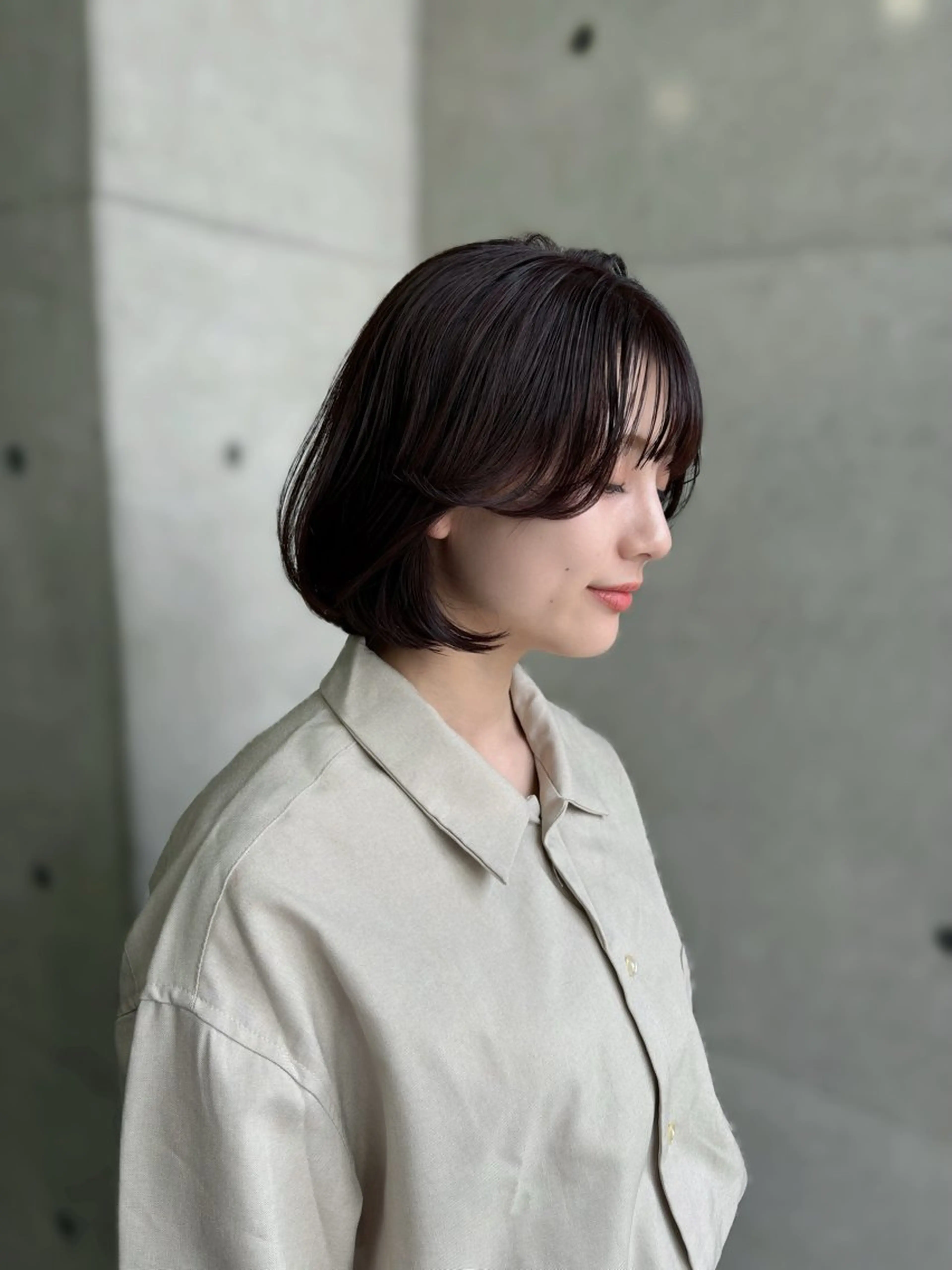 ミディアム ボブレイヤー ボブ レイヤーカット ローレイヤー カット ヘアカラー トリートメント 韓国ヘア🤍 慎之介のヘアスタイル