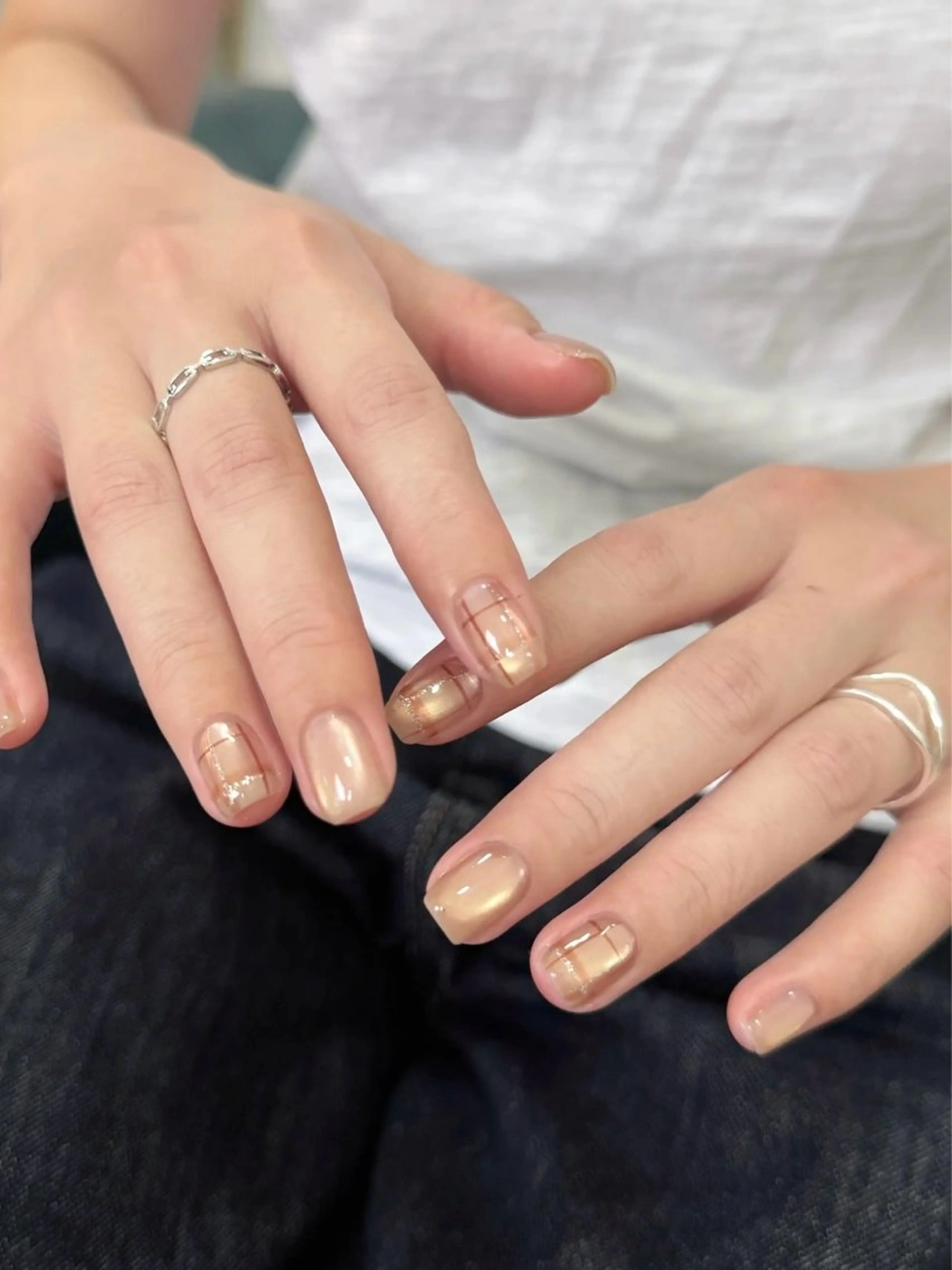 ネイル アートネイル オーロラネイル チークネイル フレンチネイル ガラスフレンチ 🎀YooLi Nail salonのネイルデザイン
