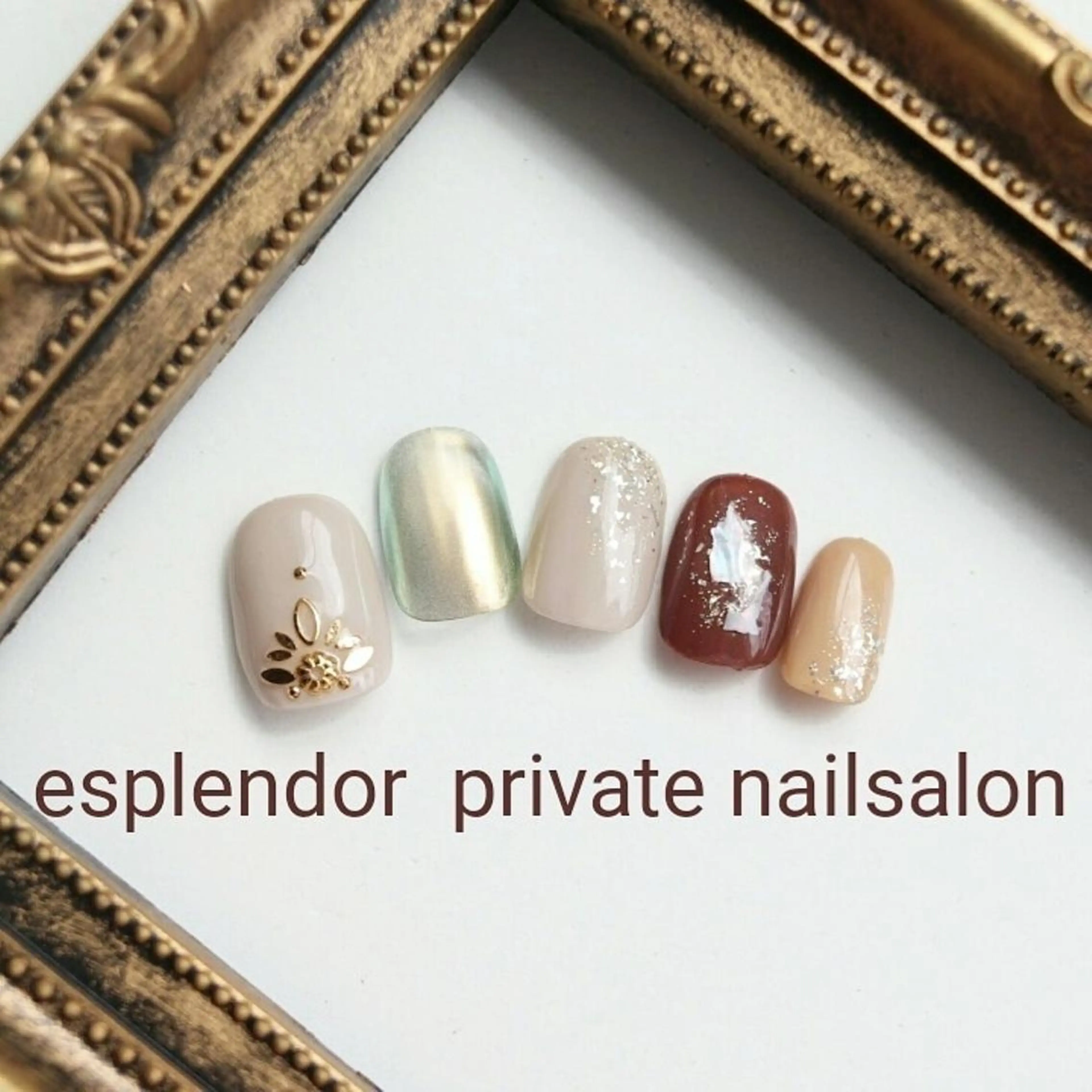 ネイル ブラウン ミラーネイル ニュアンスネイル esplendor  小野寺のネイルデザイン