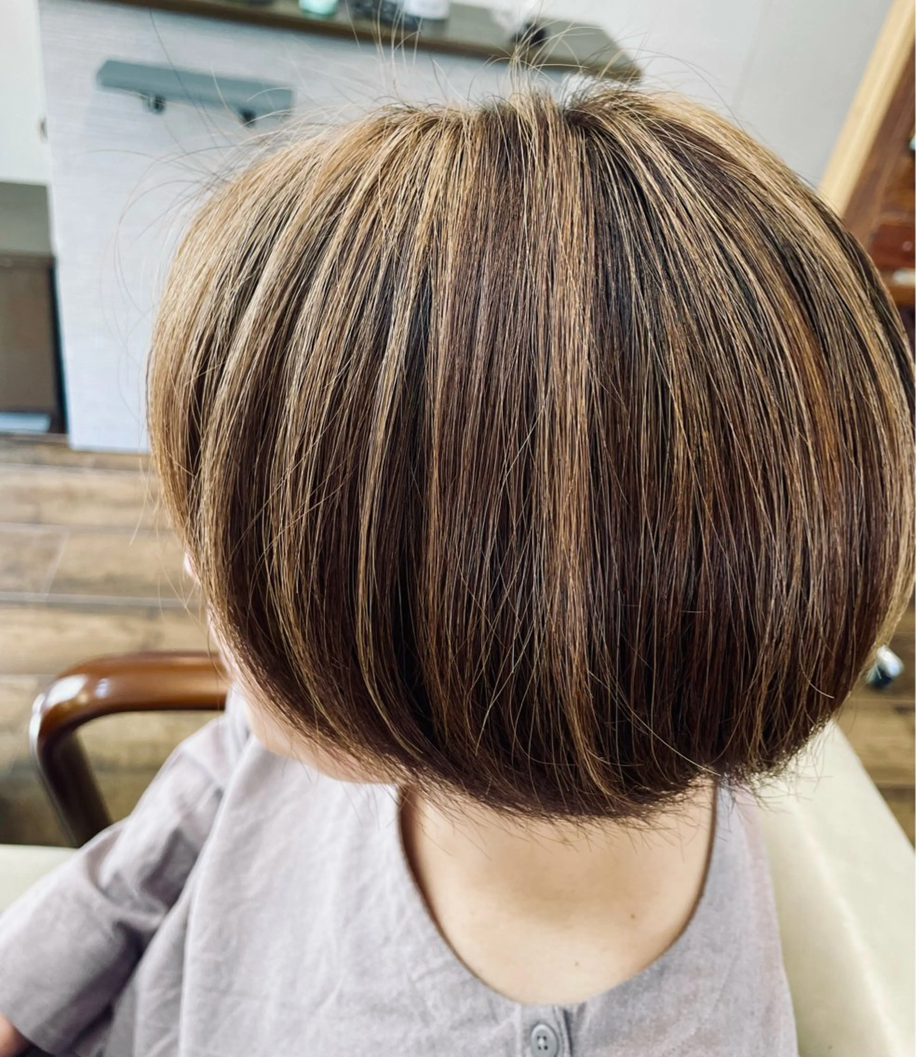 カラー ベージュカラー ハイライトカラー ボブ 大和田 朱美のヘアスタイル