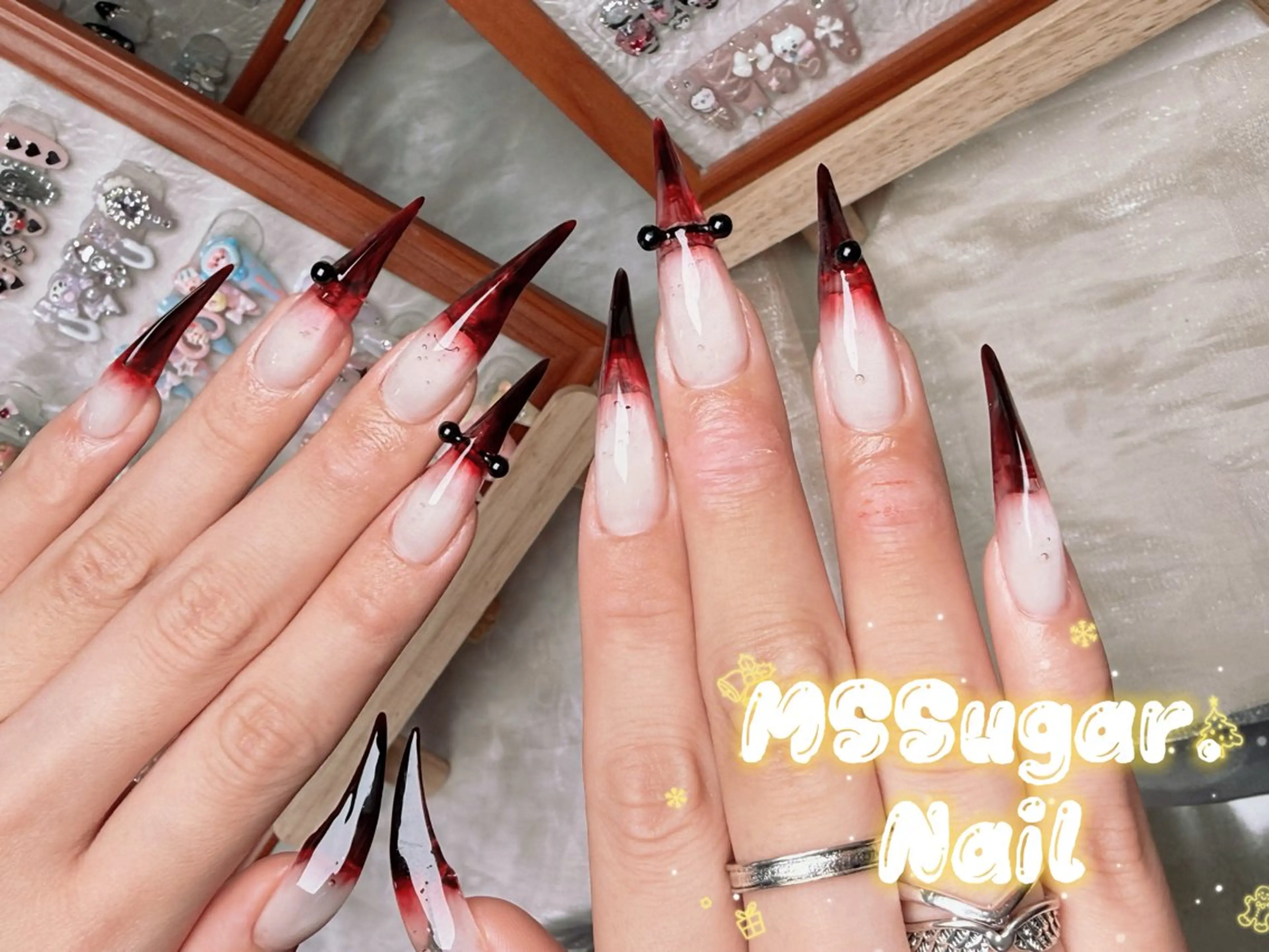 ネイル ハロウィン ロングネイル マグネットネイル スカルプネイル ネイルチップ MSSugar Nailのネイルデザイン