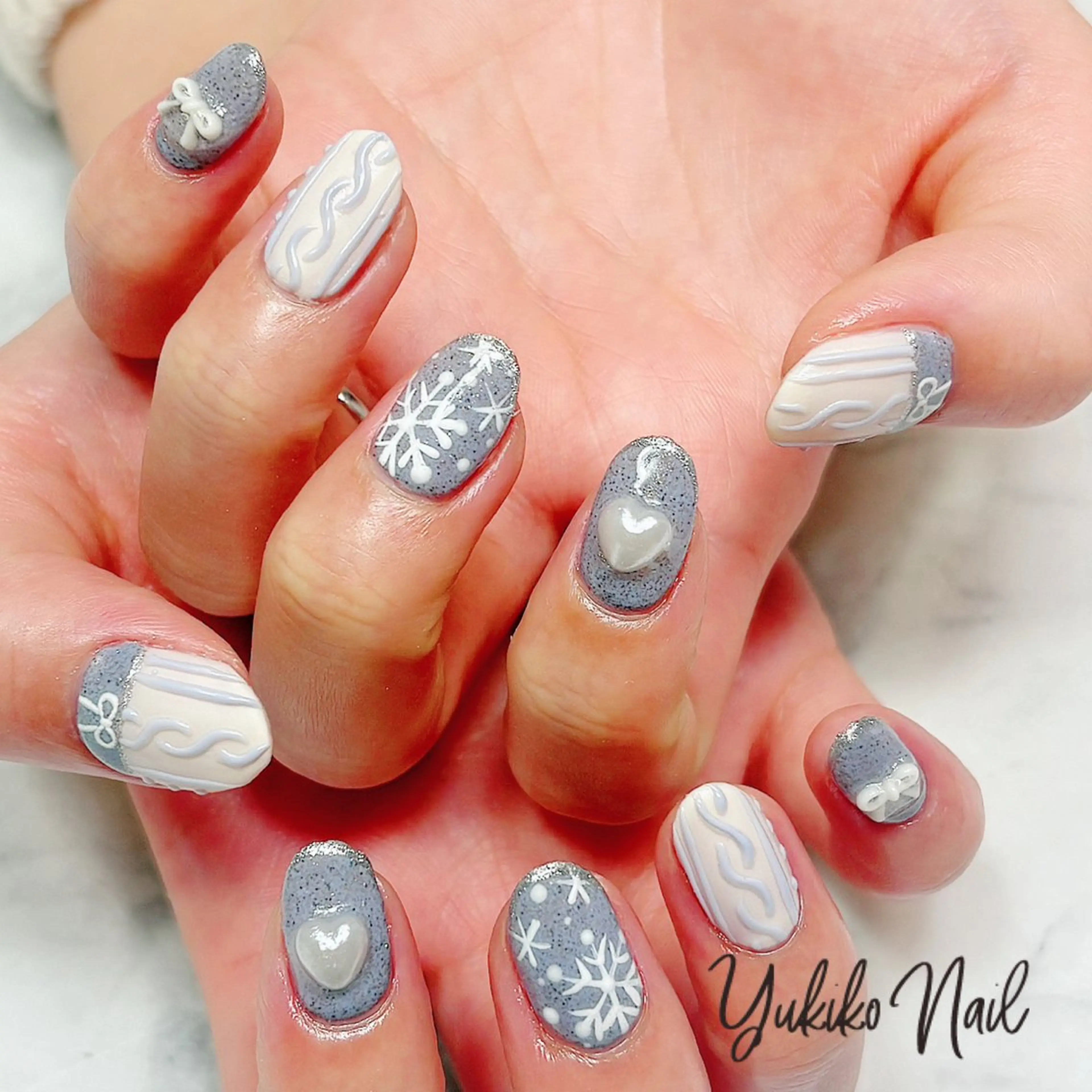 ネイル ブルー ハンドネイル ユキコ ネイルのネイルデザイン