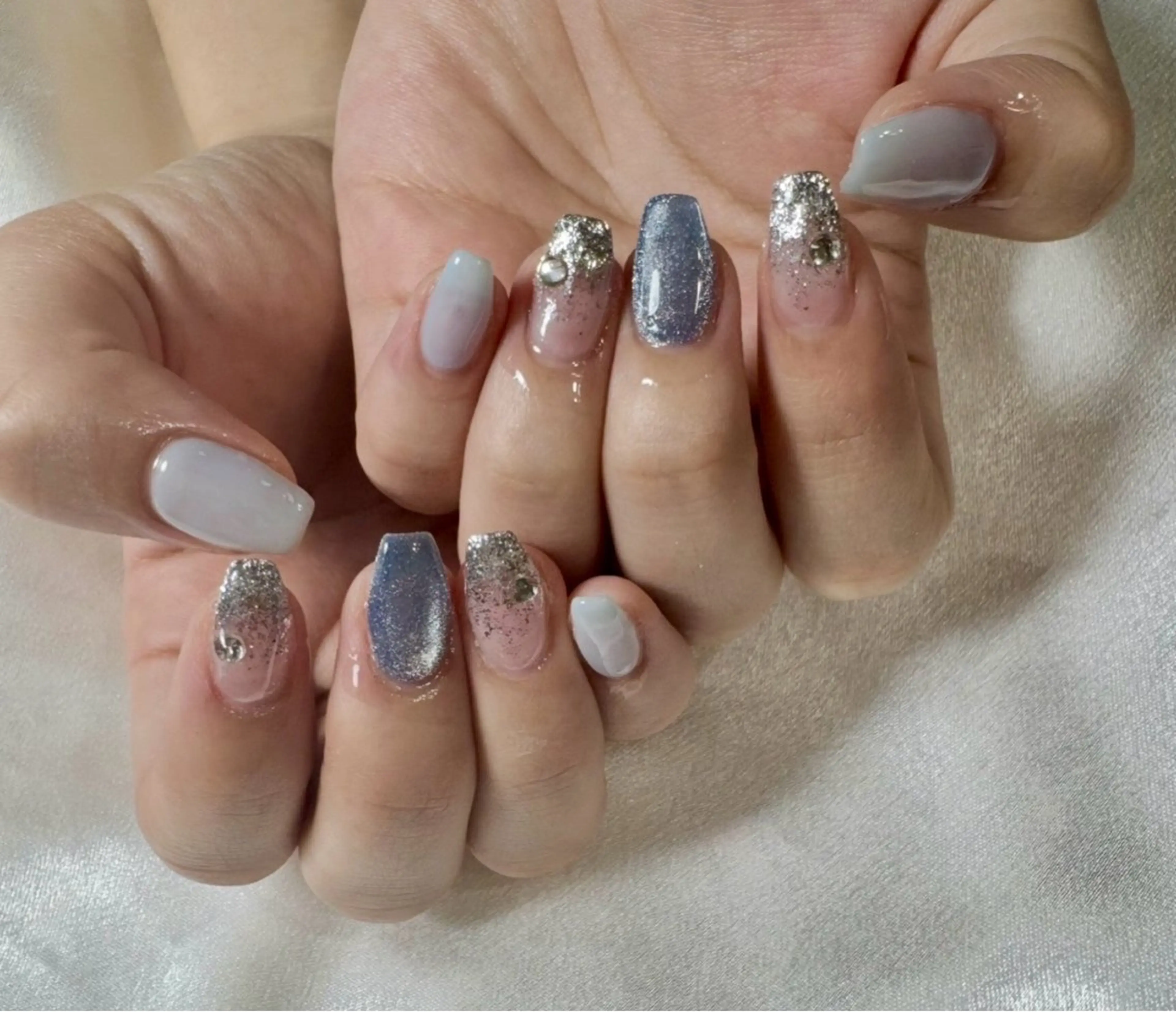 ネイル オーロラネイル 桜ネイル フラワーネイル フットネイル フレンチネイル ハンドネイル kikinail 溝の口のネイルデザイン