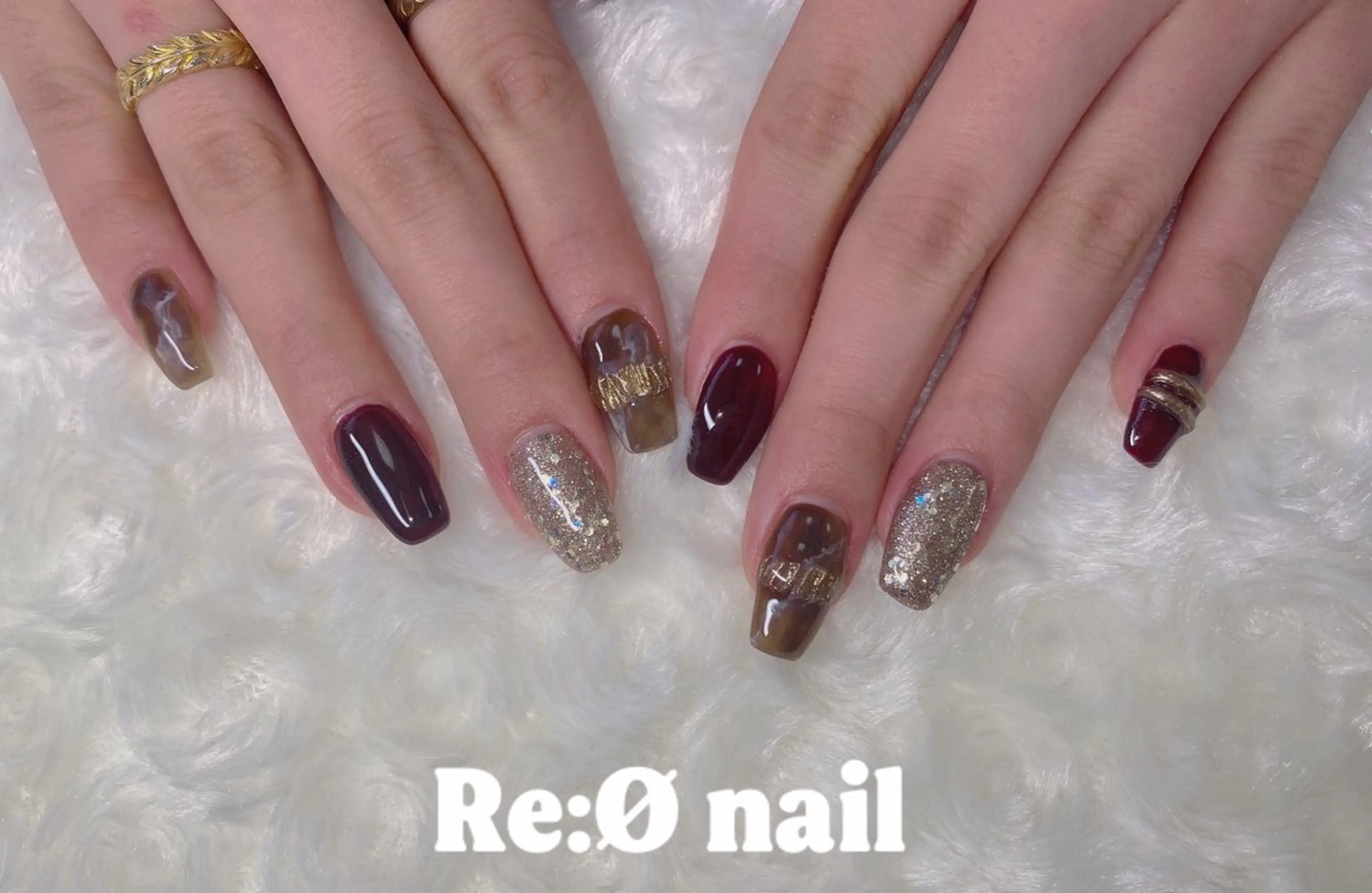 ネイル ボルドー ニュアンスネイル ハンドネイル Re:Ø nail 🩵TSUJIのネイルデザイン