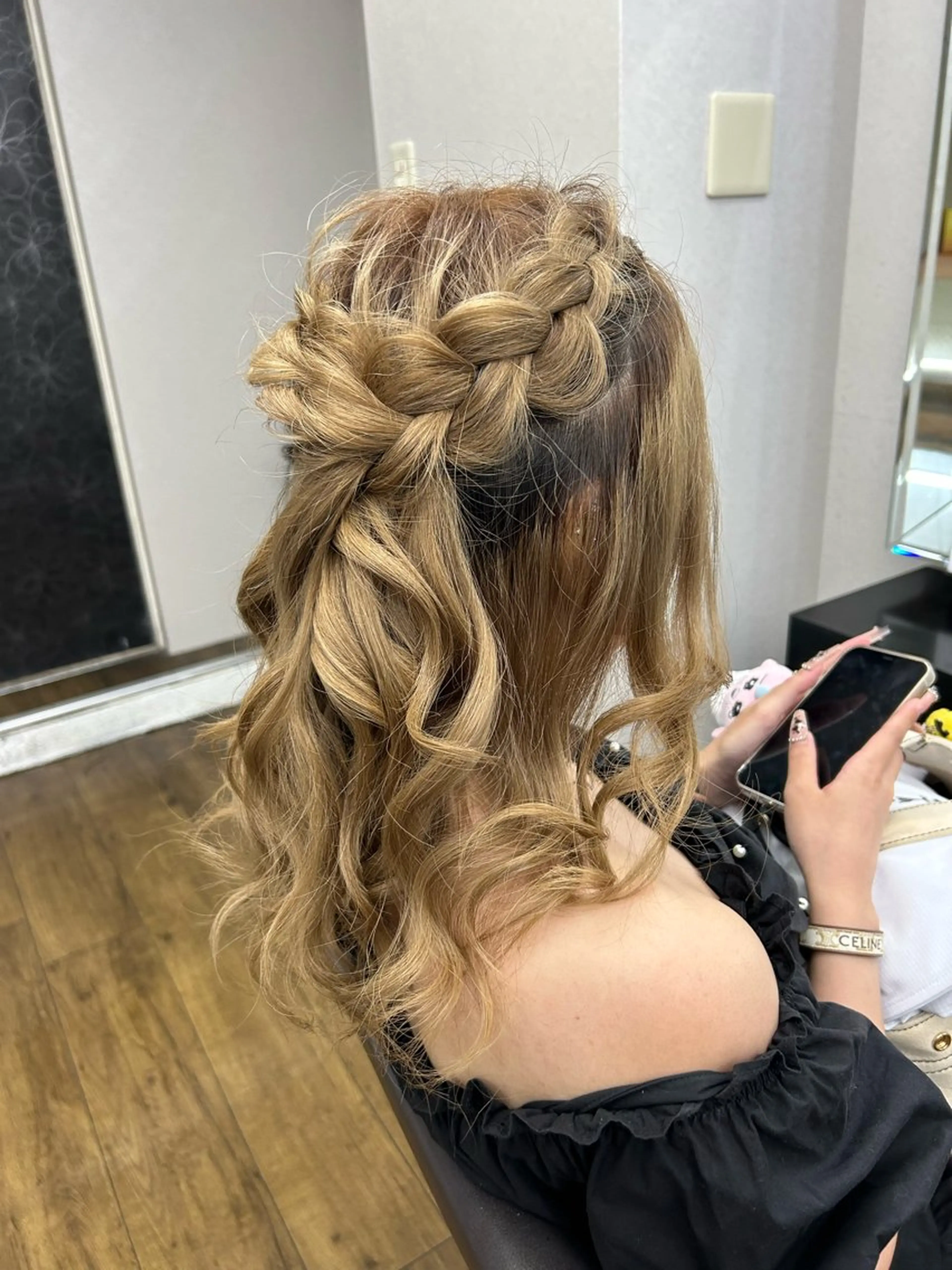 セミロング ヘアアレンジ ハーフアップ シールエクステ エクステ ハイライト レイヤーカット レイヤー/エクステ alpha下妻のヘアスタイル