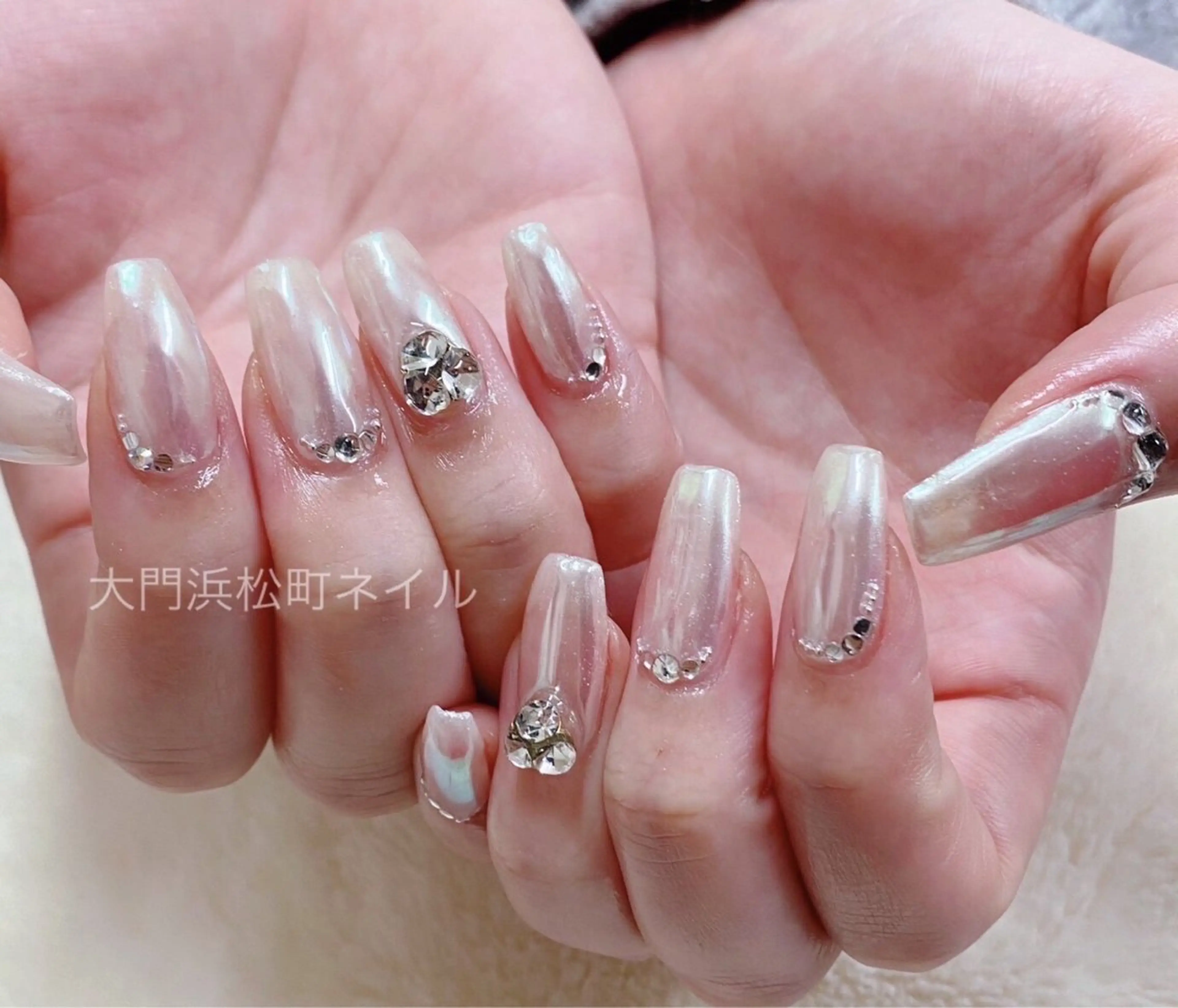 ネイル フレンチネイル ガラスフレンチ マグネットネイル ミラーネイル 持ち込み 大門浜松町 ネイルのネイルデザイン