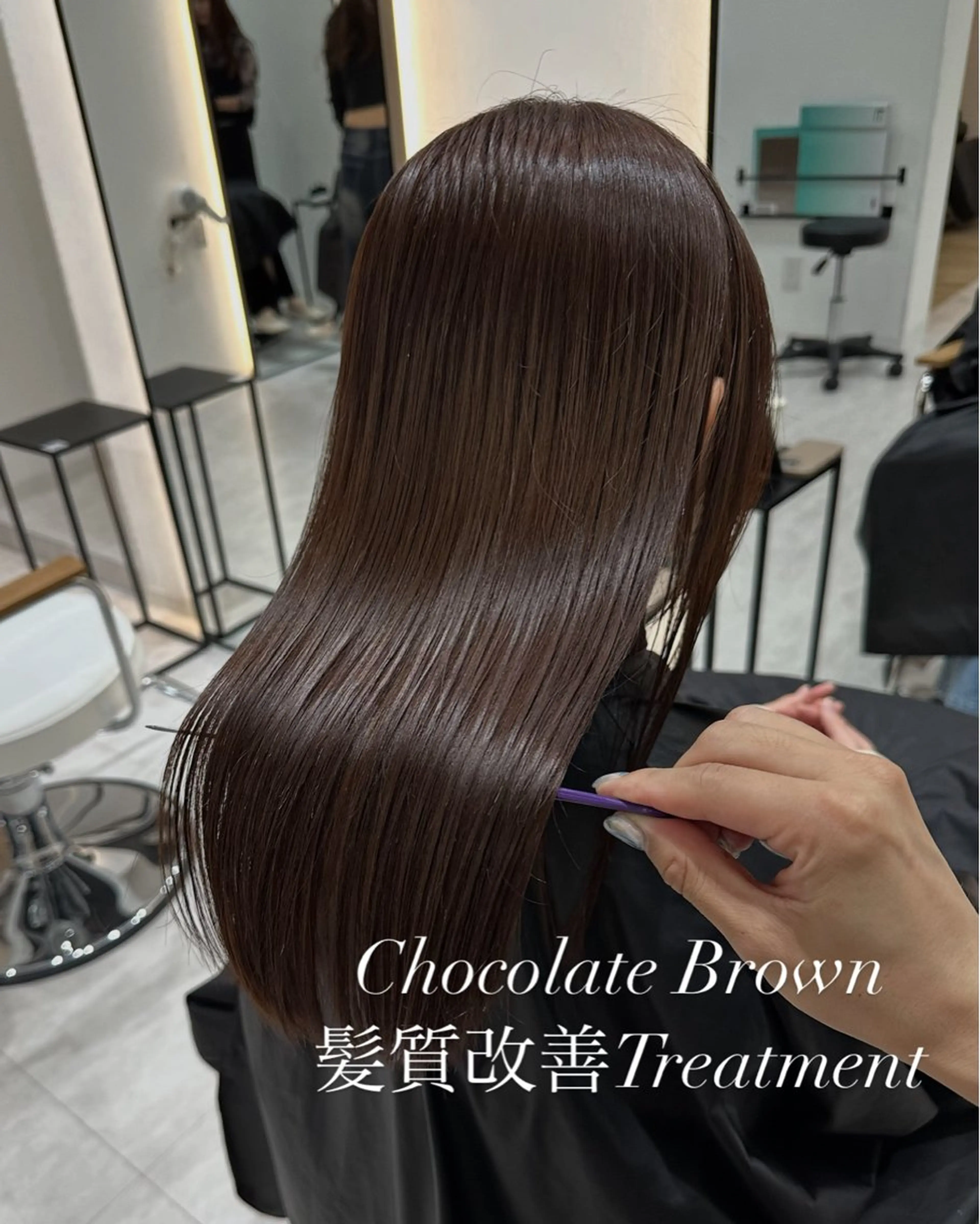 ロング カラー 赤み消し/オリーブ カーキ/福田れんのヘアスタイル