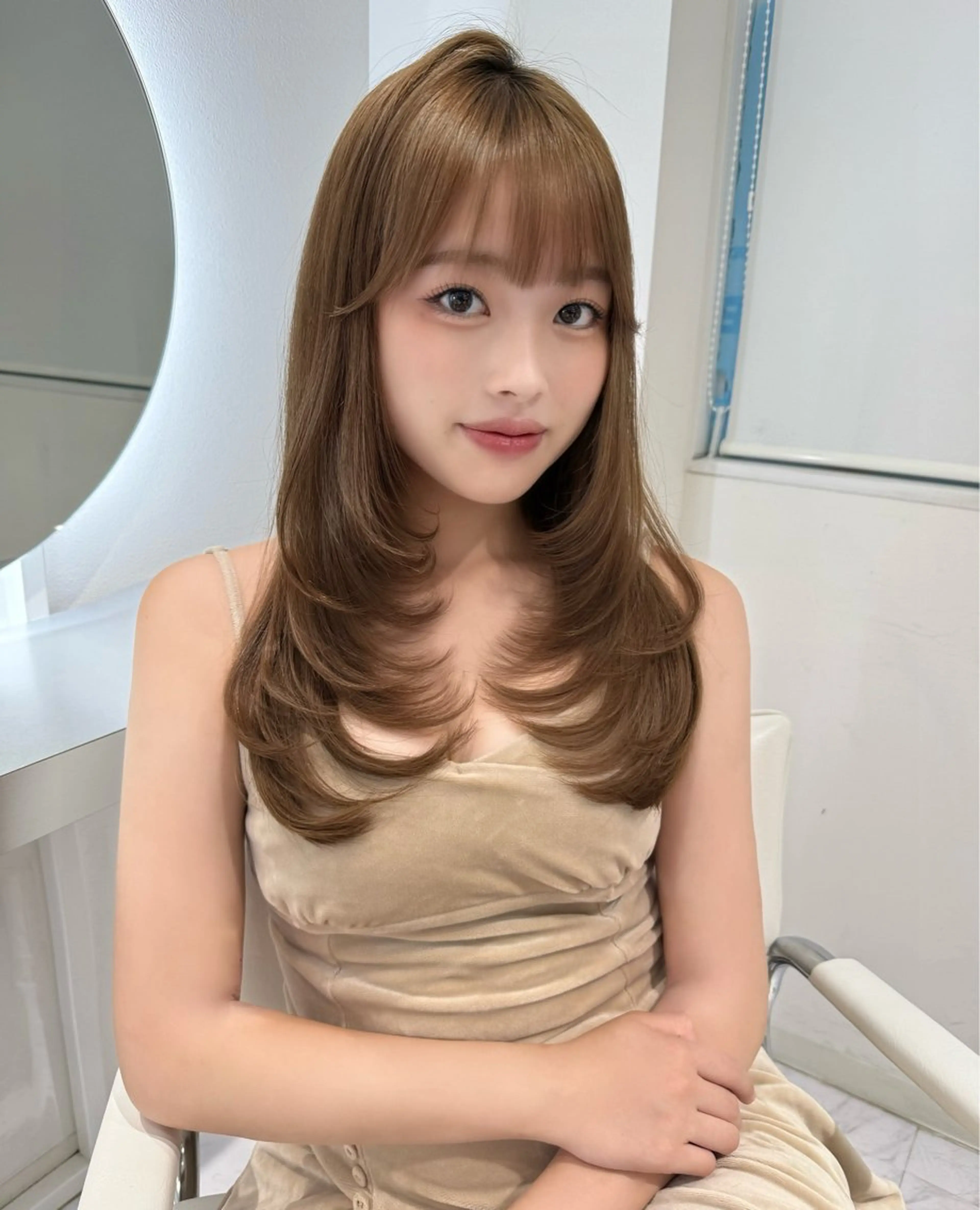 ロング カラー 韓国風ヘア レイヤーカット 小顔カット レイヤーカット🫧 🎀Tomoka🎀のヘアスタイル