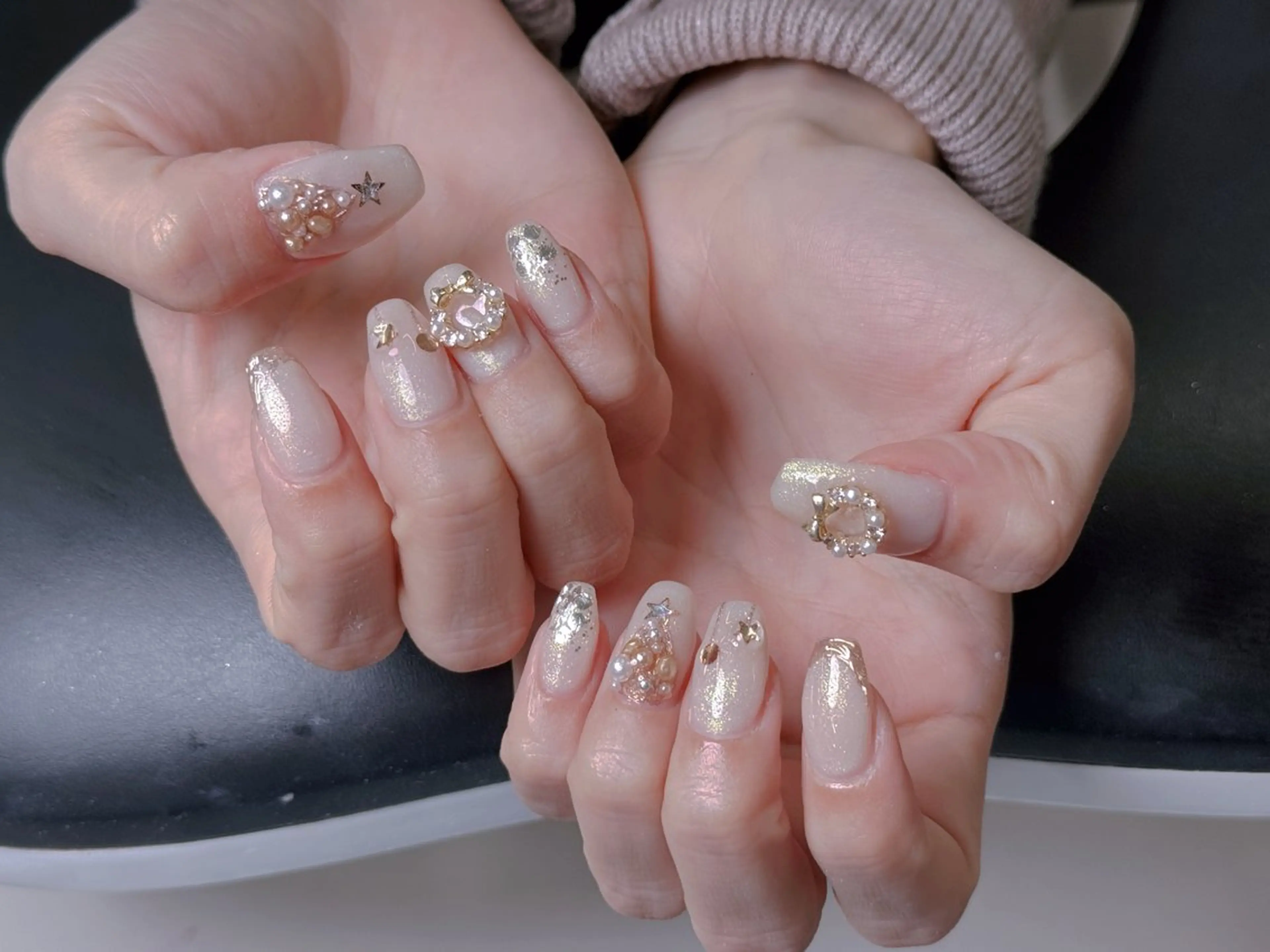 ネイル チークネイル 長さ出し フラッシュネイル フットネイル フレンチネイル ハンドネイル ハンドケア Nail&Eyela sh Nanaのネイルデザイン