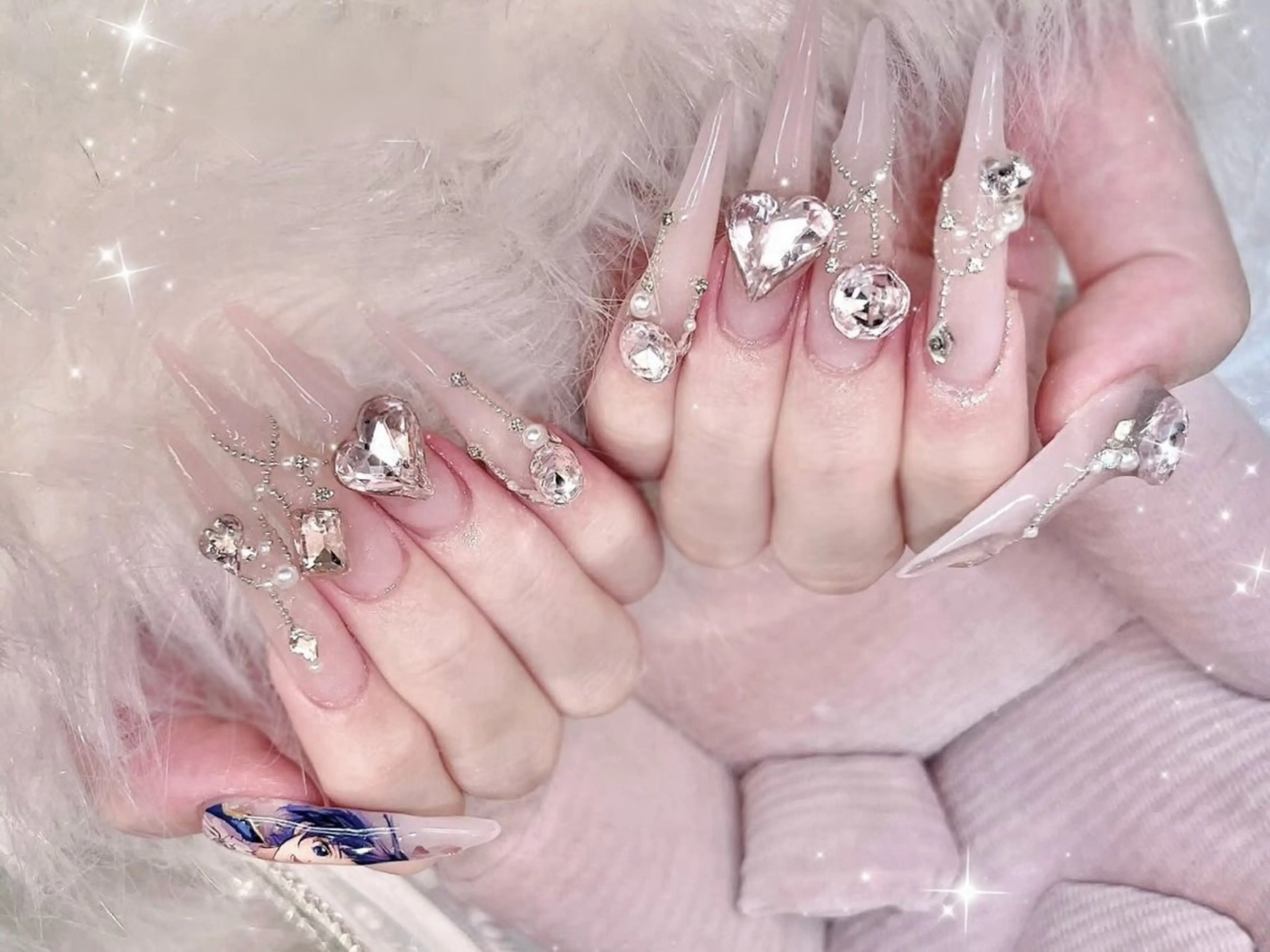 メンズ ネイル メンズ韓国風 アートネイル フレンチネイル ジェルネイル キラキラネイル ハンドネイル Bloom スカルプ専門店のネイルデザイン