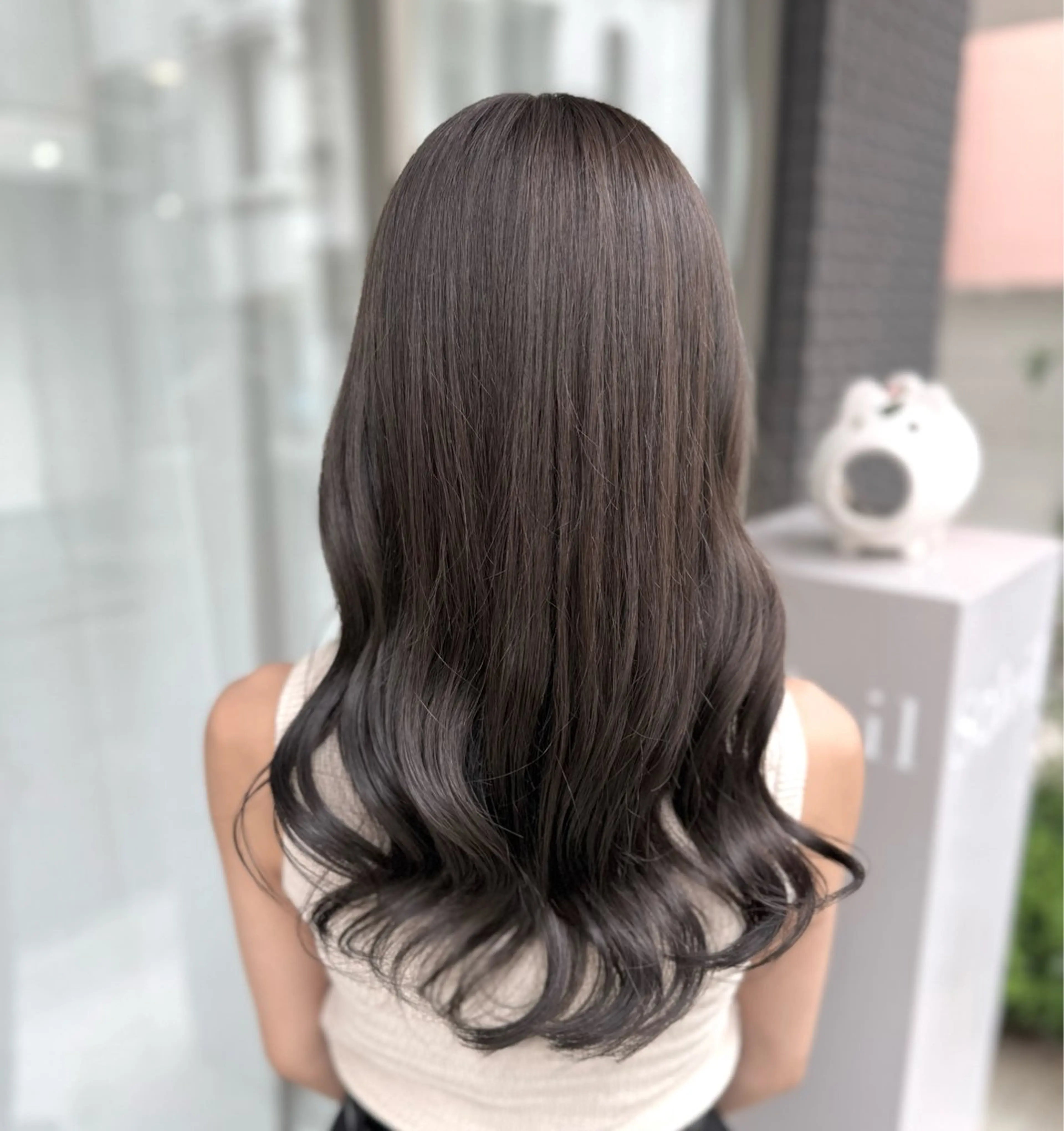 セミロング カラー 透明感カラー グレージュ オリーブグレージュ オリーブグレー カット ヘアカラー トリートメント グレージュ/レイヤー /韓国ヘア/RISAのヘアスタイル