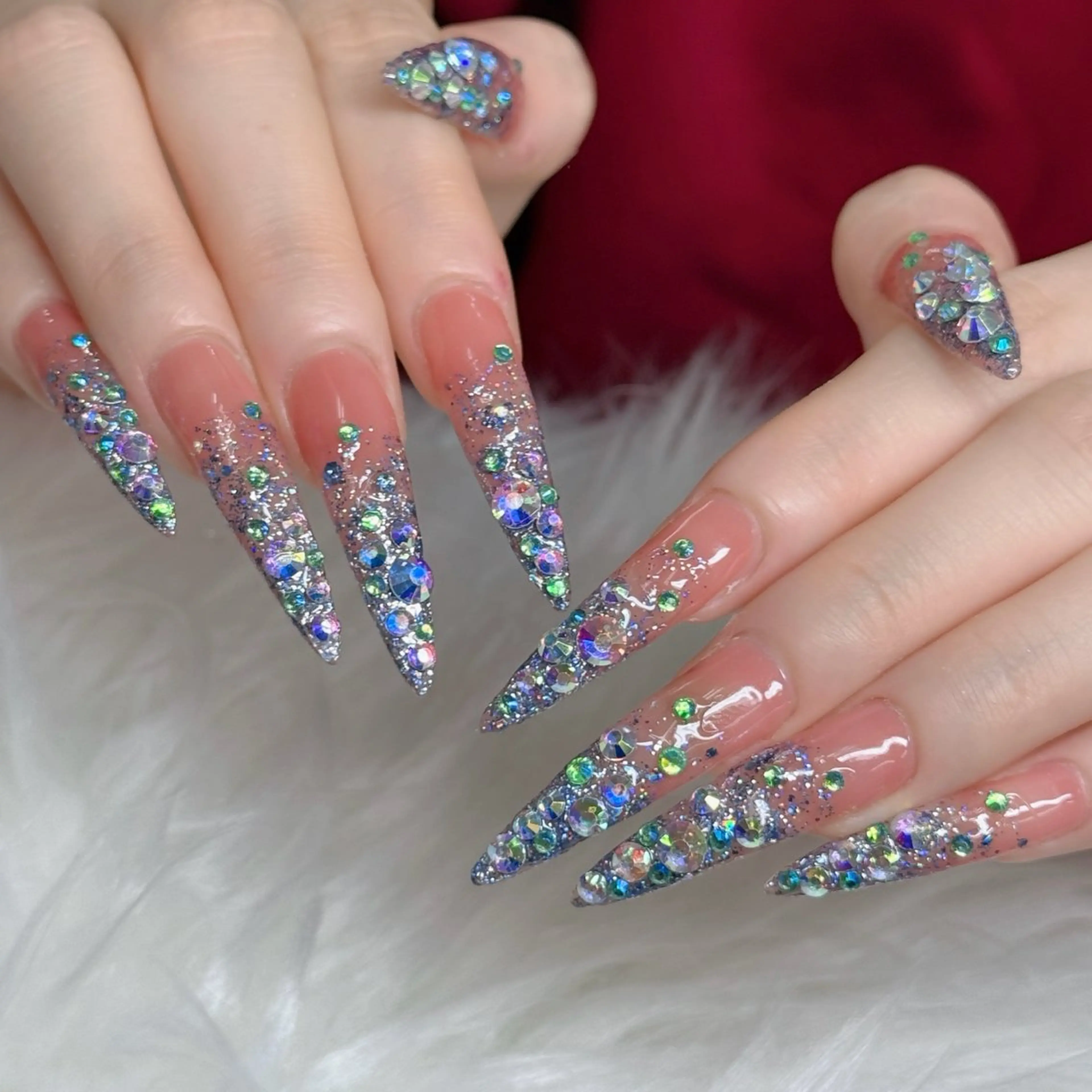 ネイル ロングネイル マグネットネイル リボン スーパーロングネイル ネイルチップ Hani Nail Salonのネイルデザイン