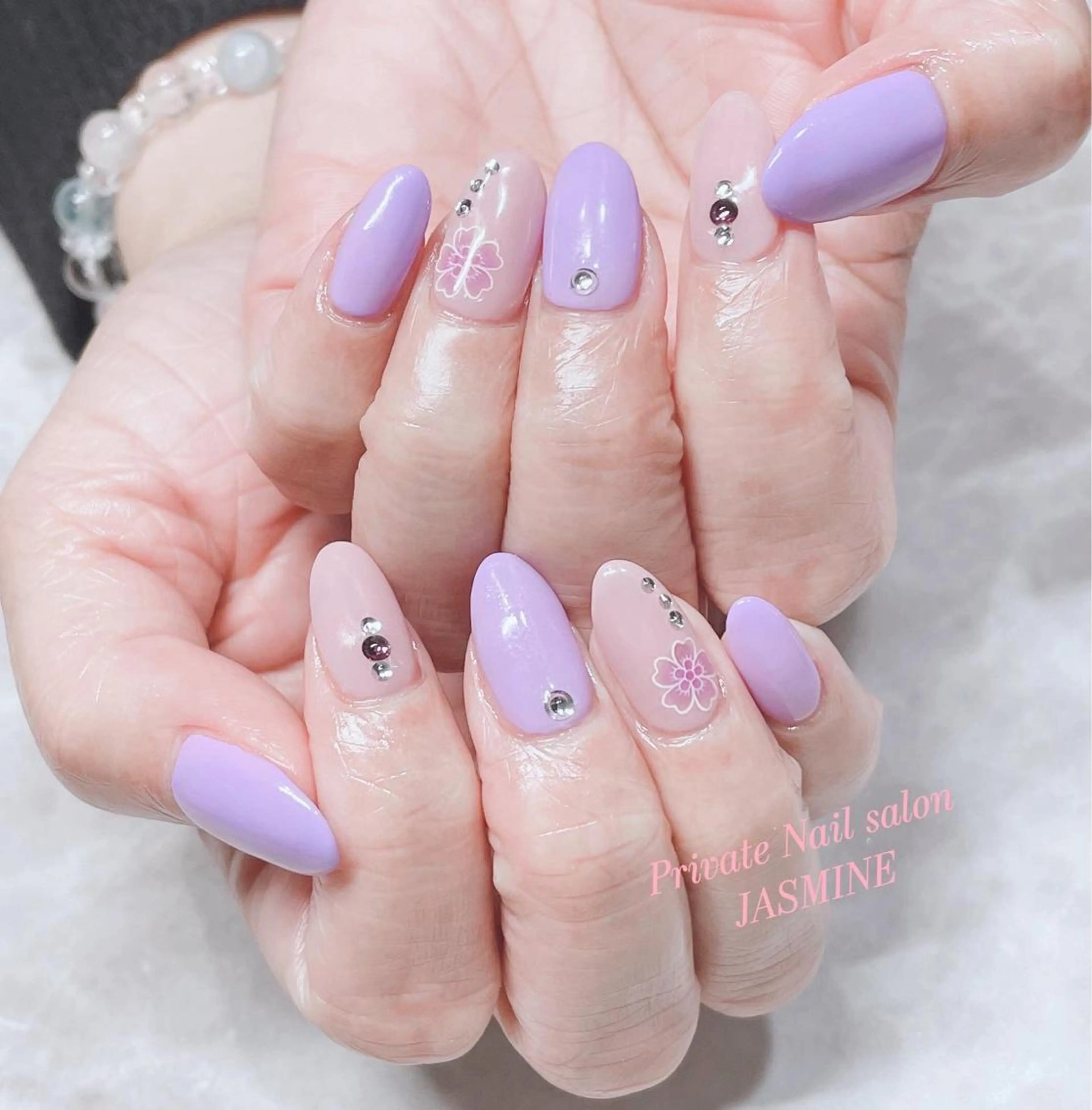 ネイル 桜ネイル ピンク パープル Nail salon JASMINEのネイルデザイン