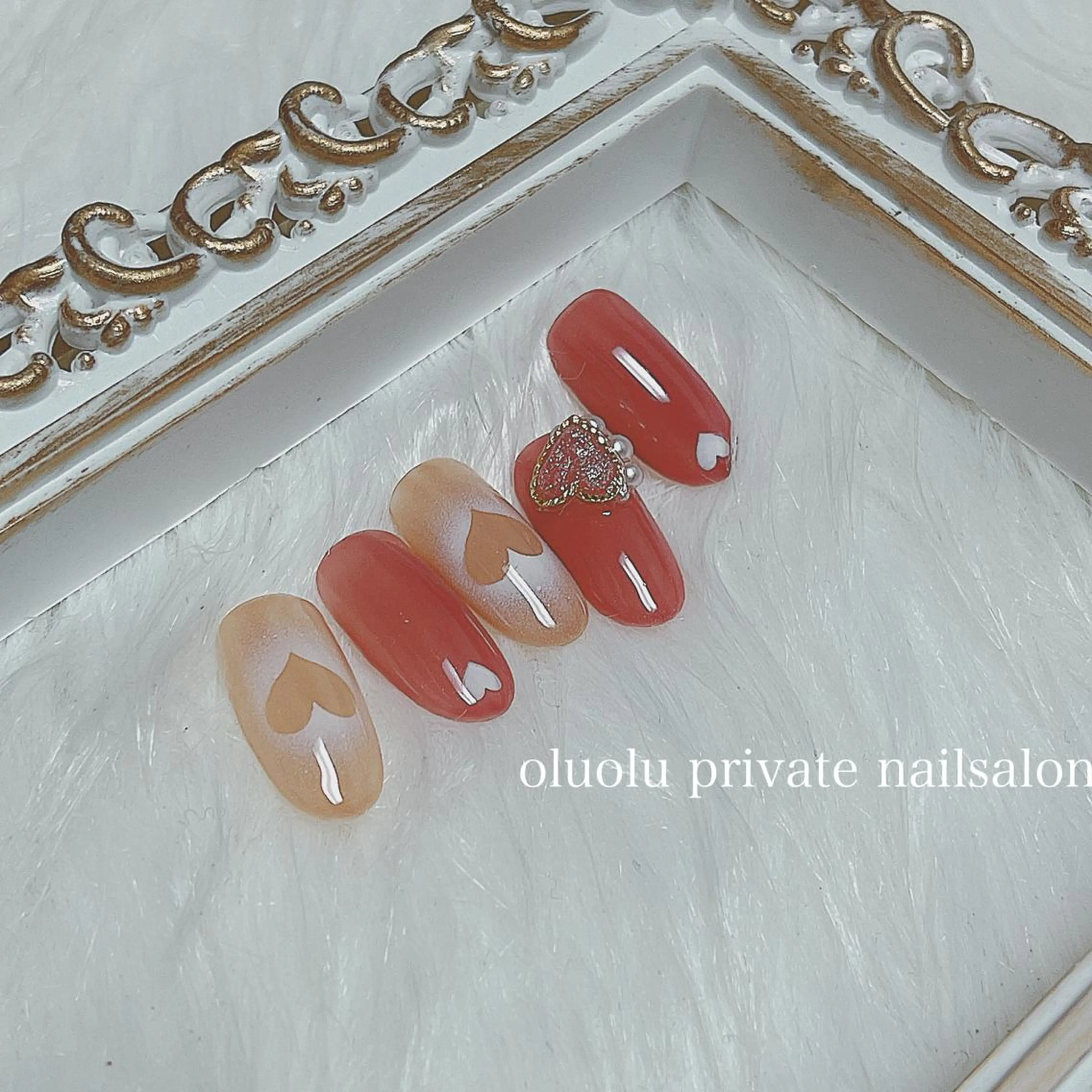 ネイル アートネイル ジェルネイル ハート ニュアンスネイル バレンタイン ハンドネイル 大村 紬華のネイルデザイン