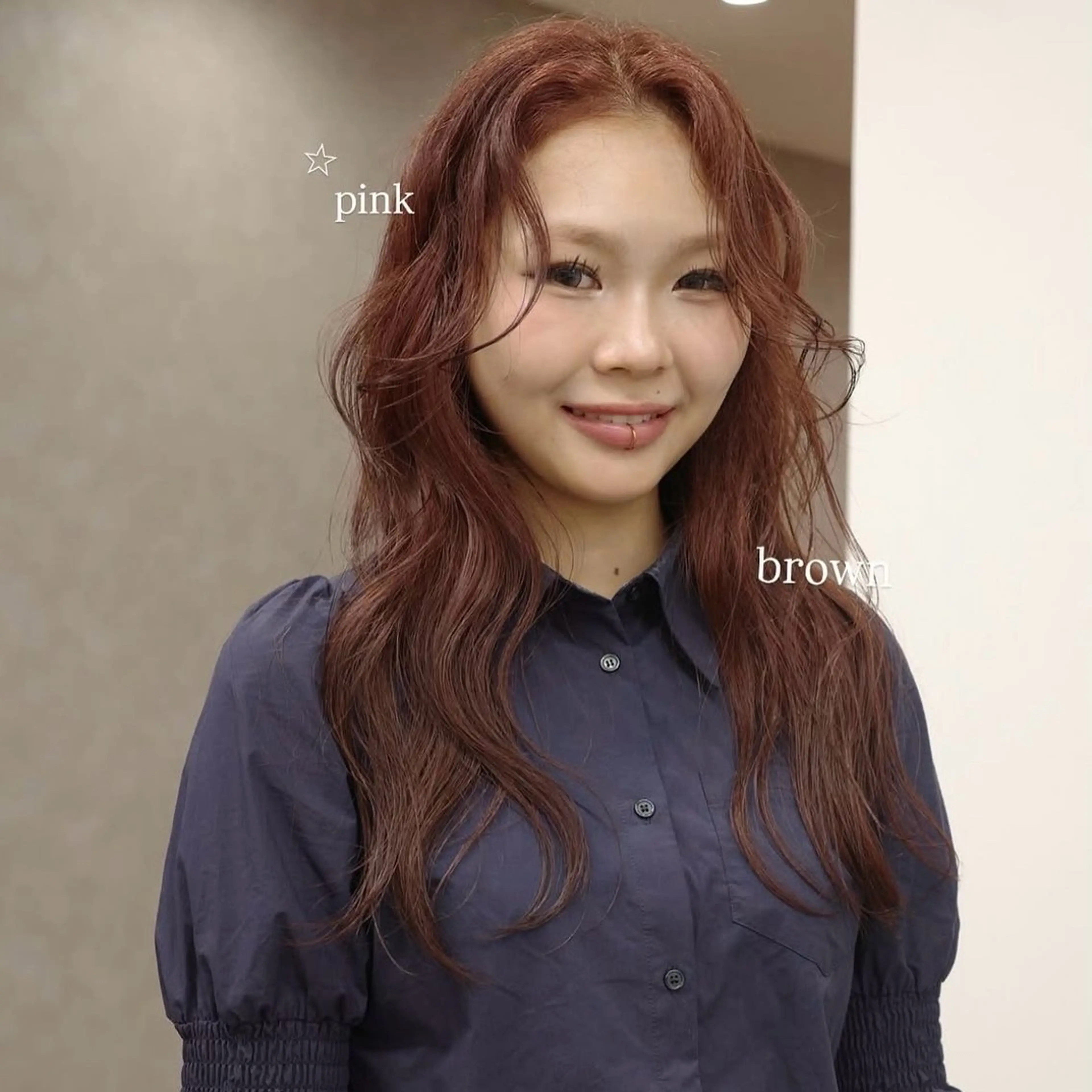 ロング カラー ブラウンカラー オレンジ ピンクカラー arisa/暖色 /伏見/レイヤーのヘアスタイル