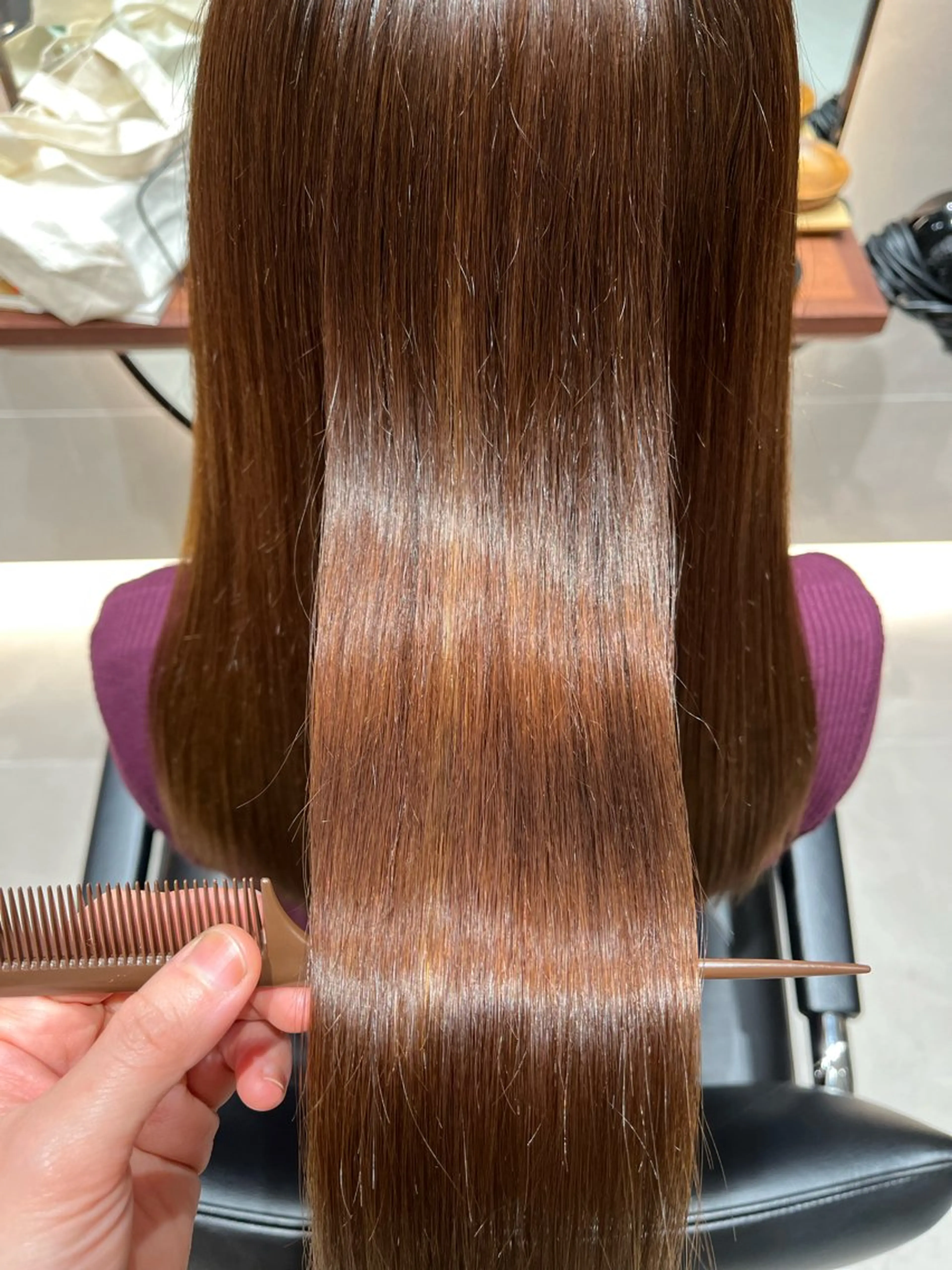 セミロング 海老名パーマモデル くによしのヘアスタイル