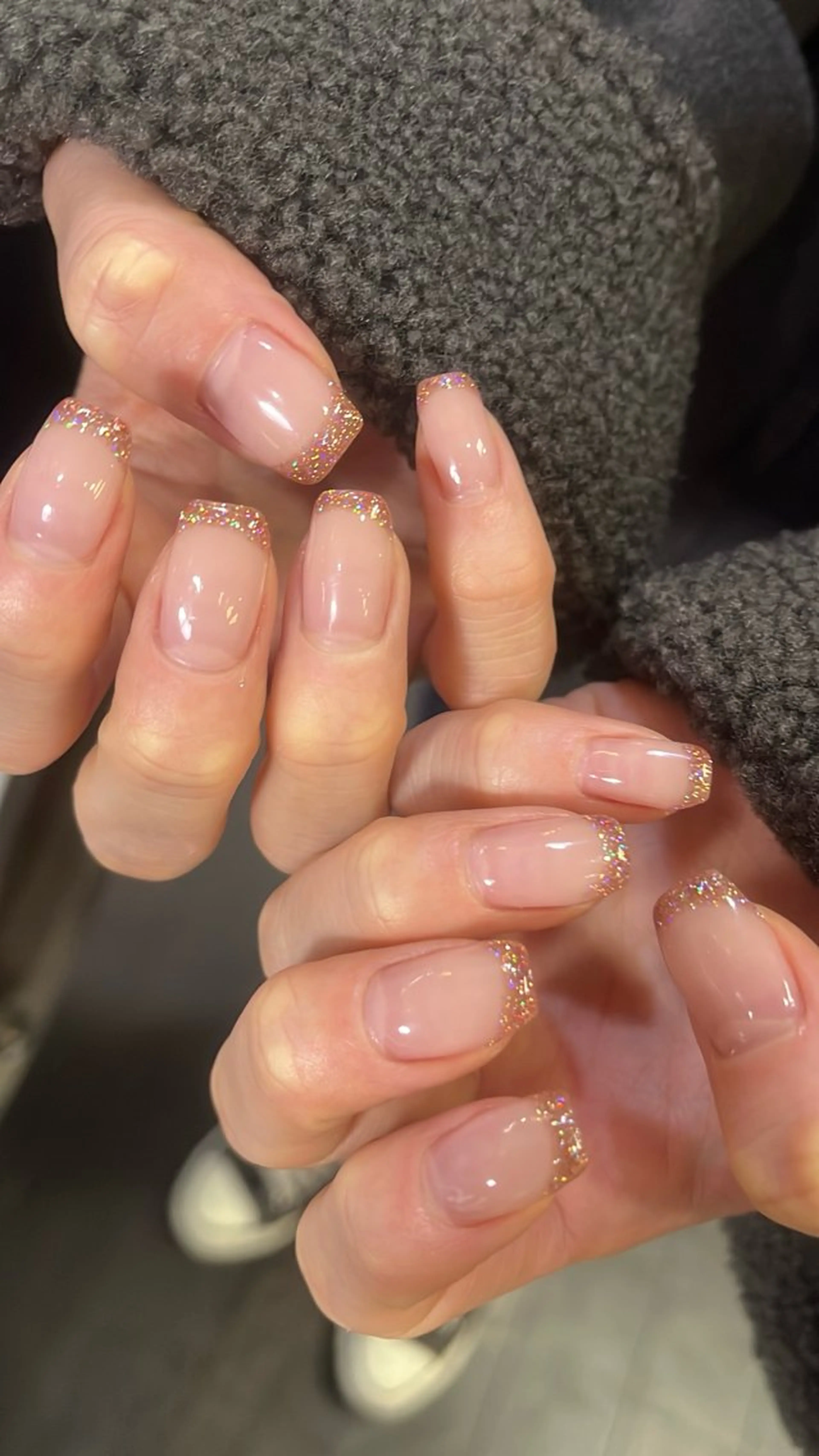 ネイル フラッシュネイル フレンチネイル ハート ラメ(グリッター) ラメグラデーション ハンドネイル SAKU  nail[サクネイル]所属・SAKU nail 作島茜のネイルデザイン