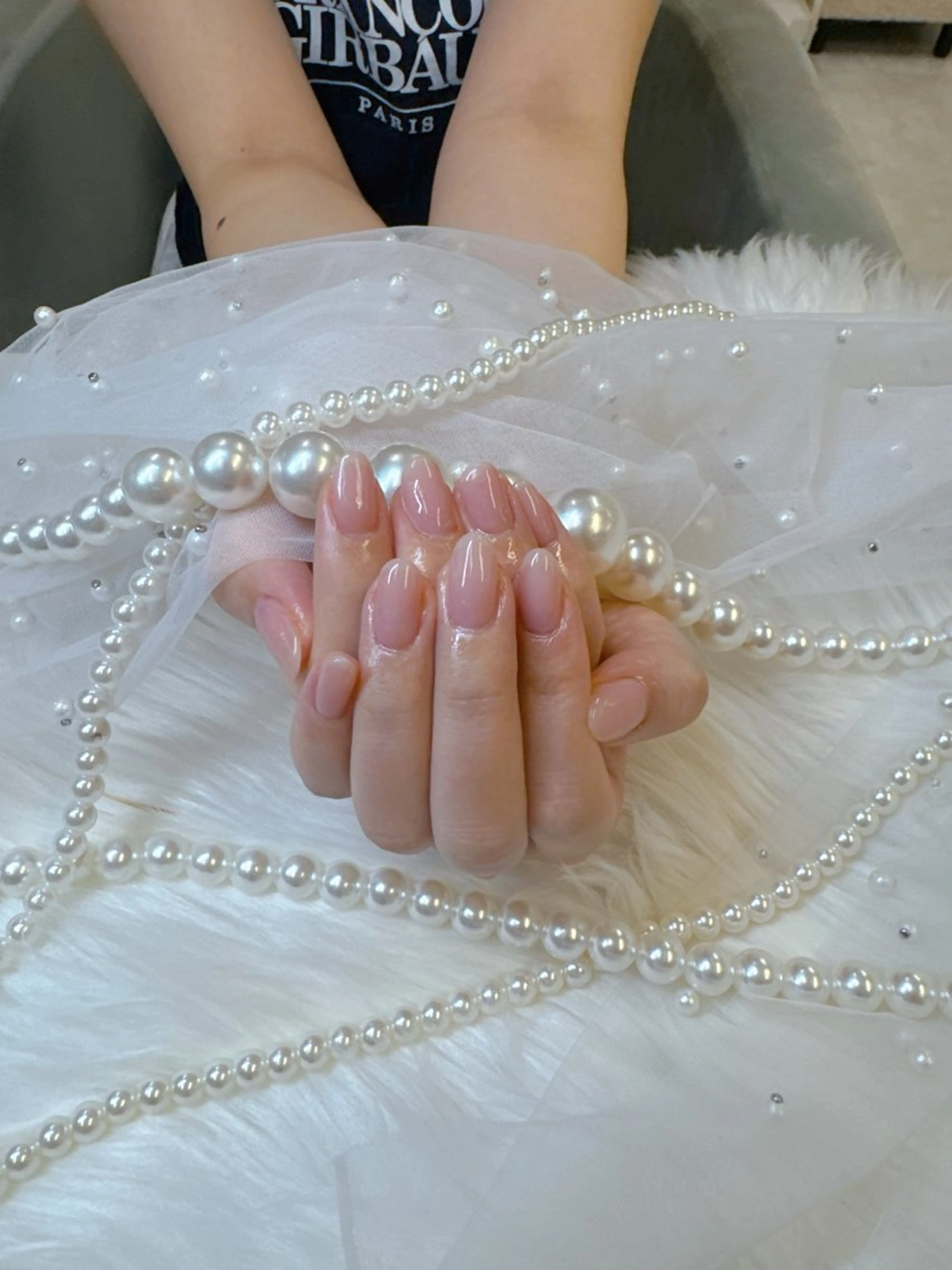 ネイル アートネイル フレンチネイル ジェルネイル ガラスフレンチ 韓国ネイル Queeens nailのネイルデザイン