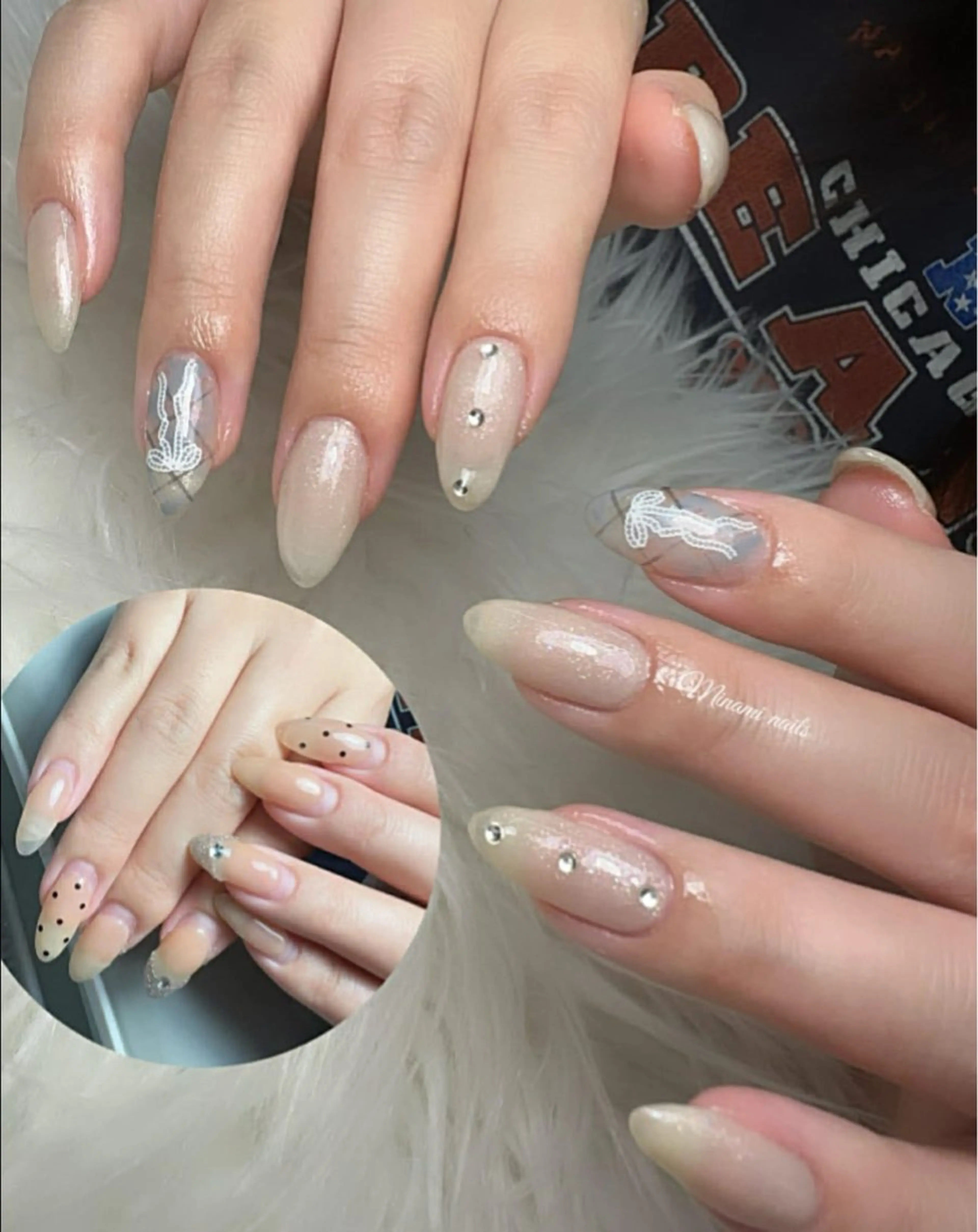 ネイル アートネイル レース ストーンネイル Minami Nailsのネイルデザイン