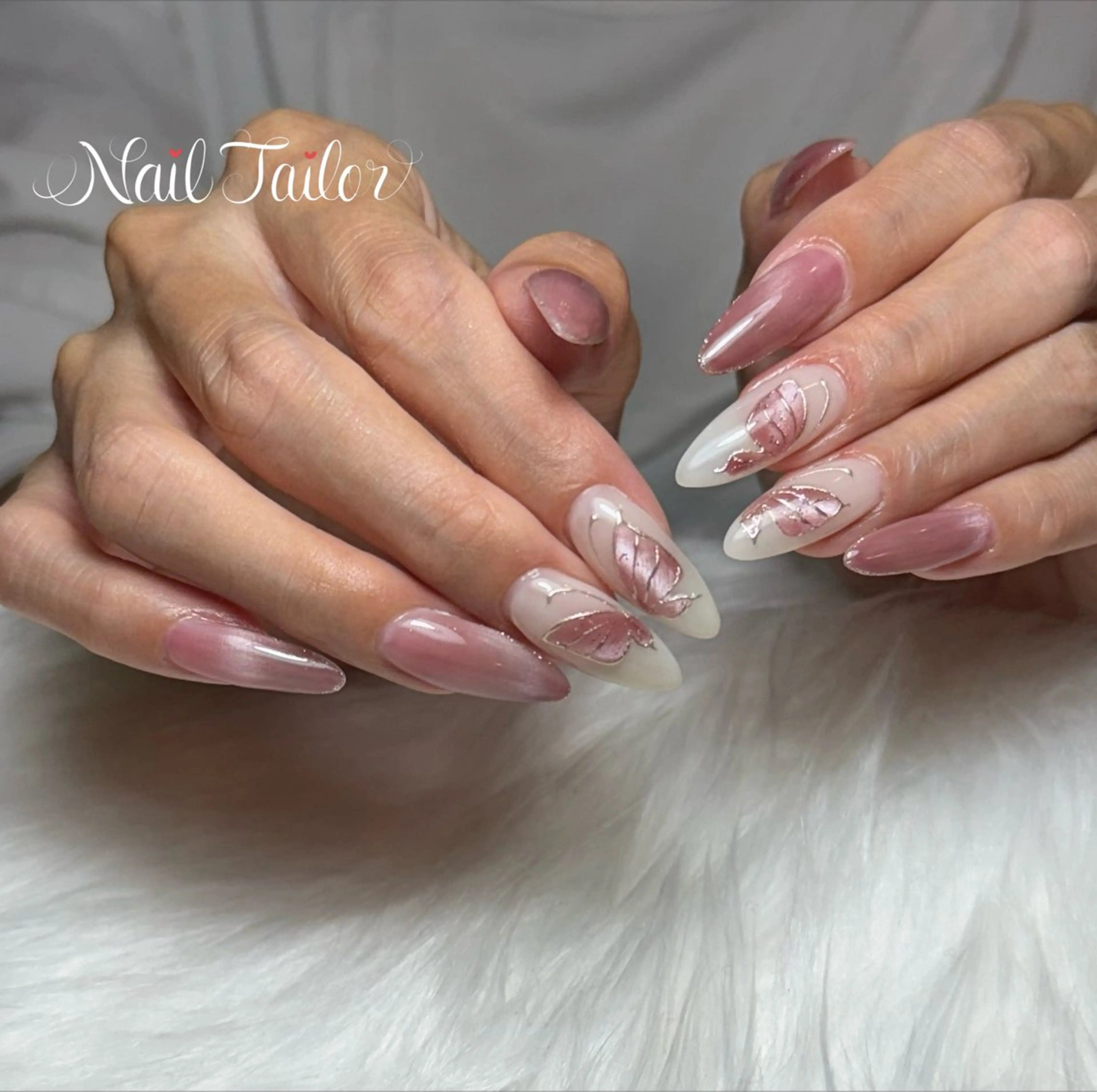 ネイル 長さ出し マグネットネイル 持ち込み ワンカラーネイル ピンク ハンドネイル NailTailor ネイルテイラーのネイルデザイン