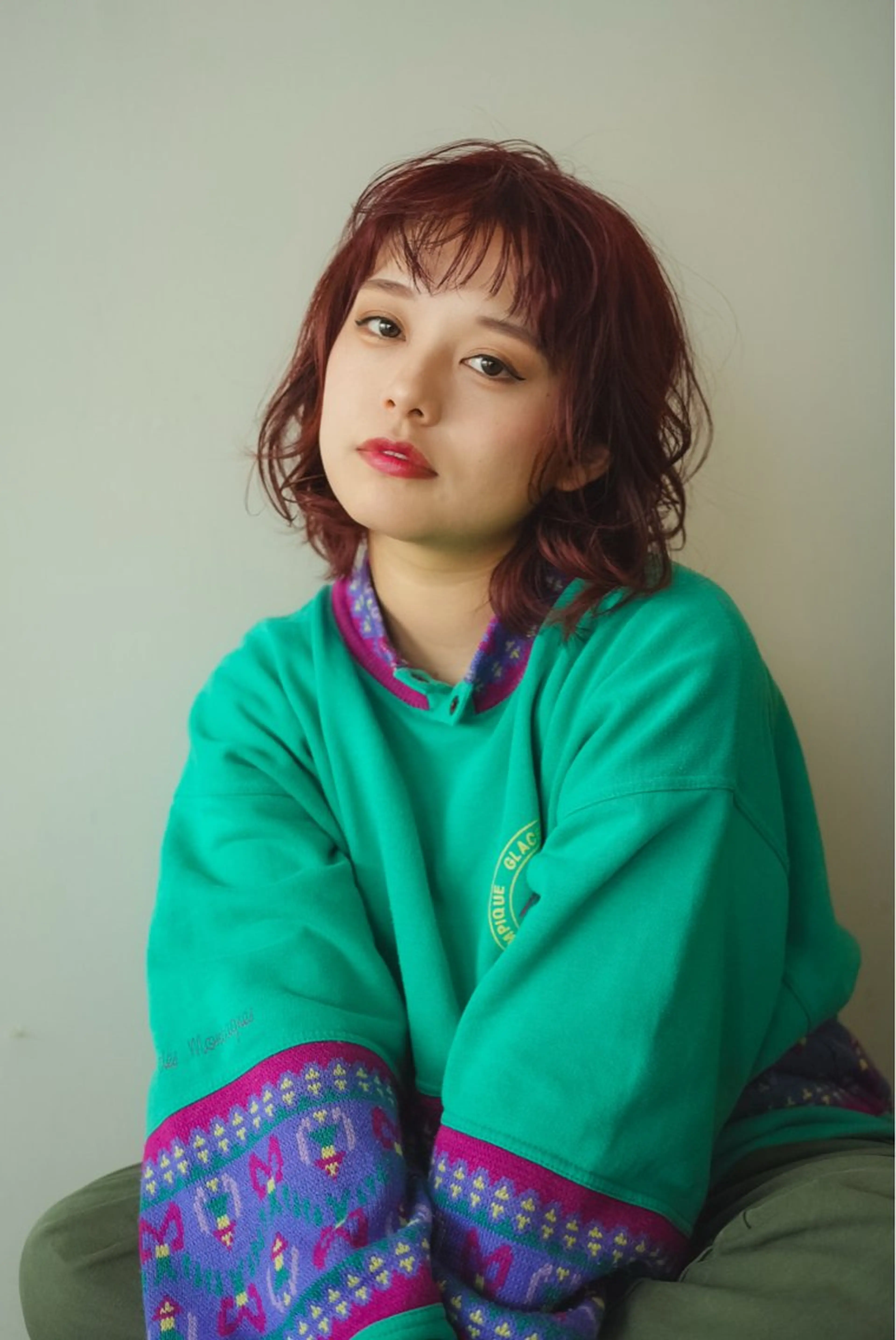 ミディアム カラー レッドカラー plus HAIR いずみのヘアスタイル