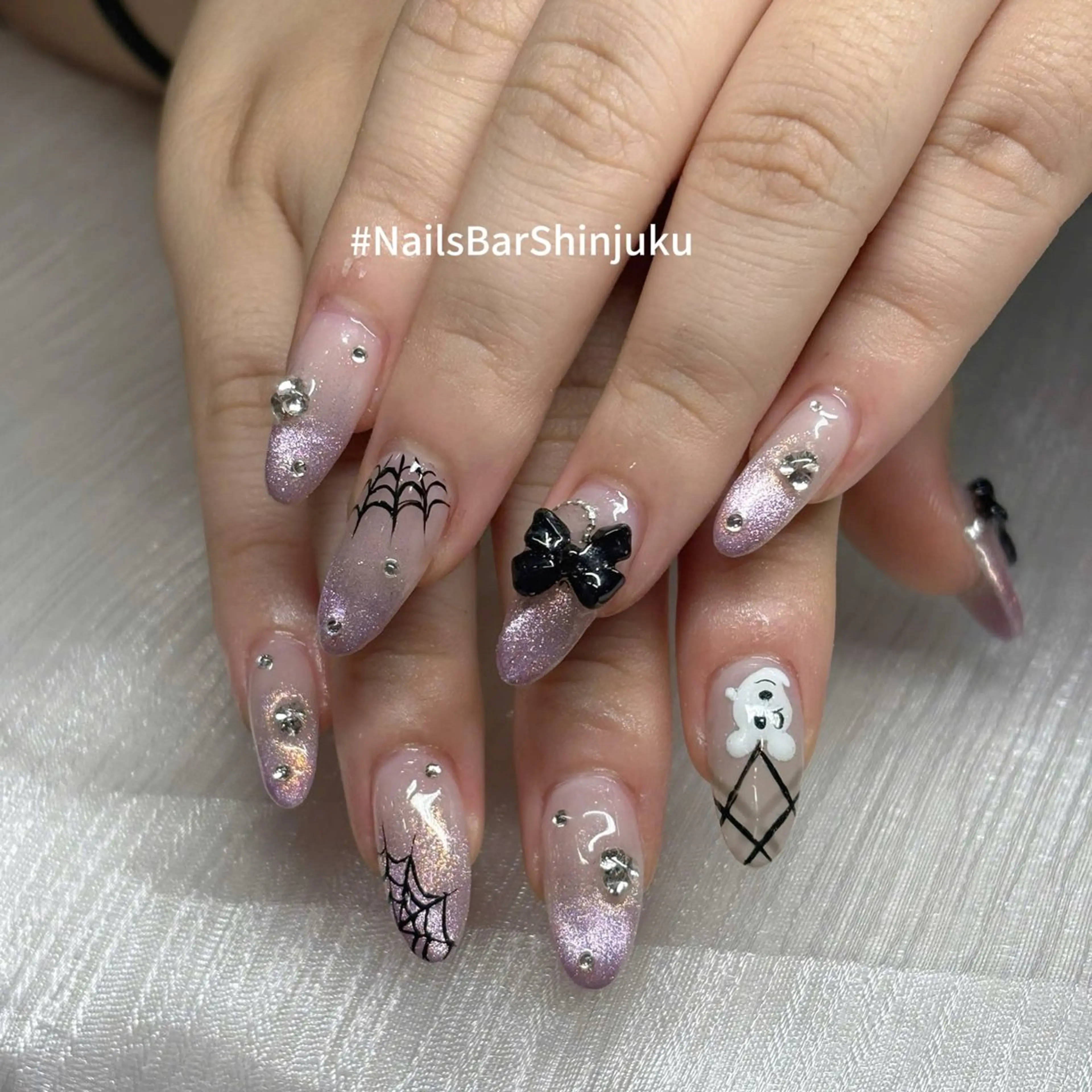 ネイル ボルドー ブラウン チークネイル ドット フットネイル ハンドネイル NAILS BAR SHINJUKUのネイルデザイン