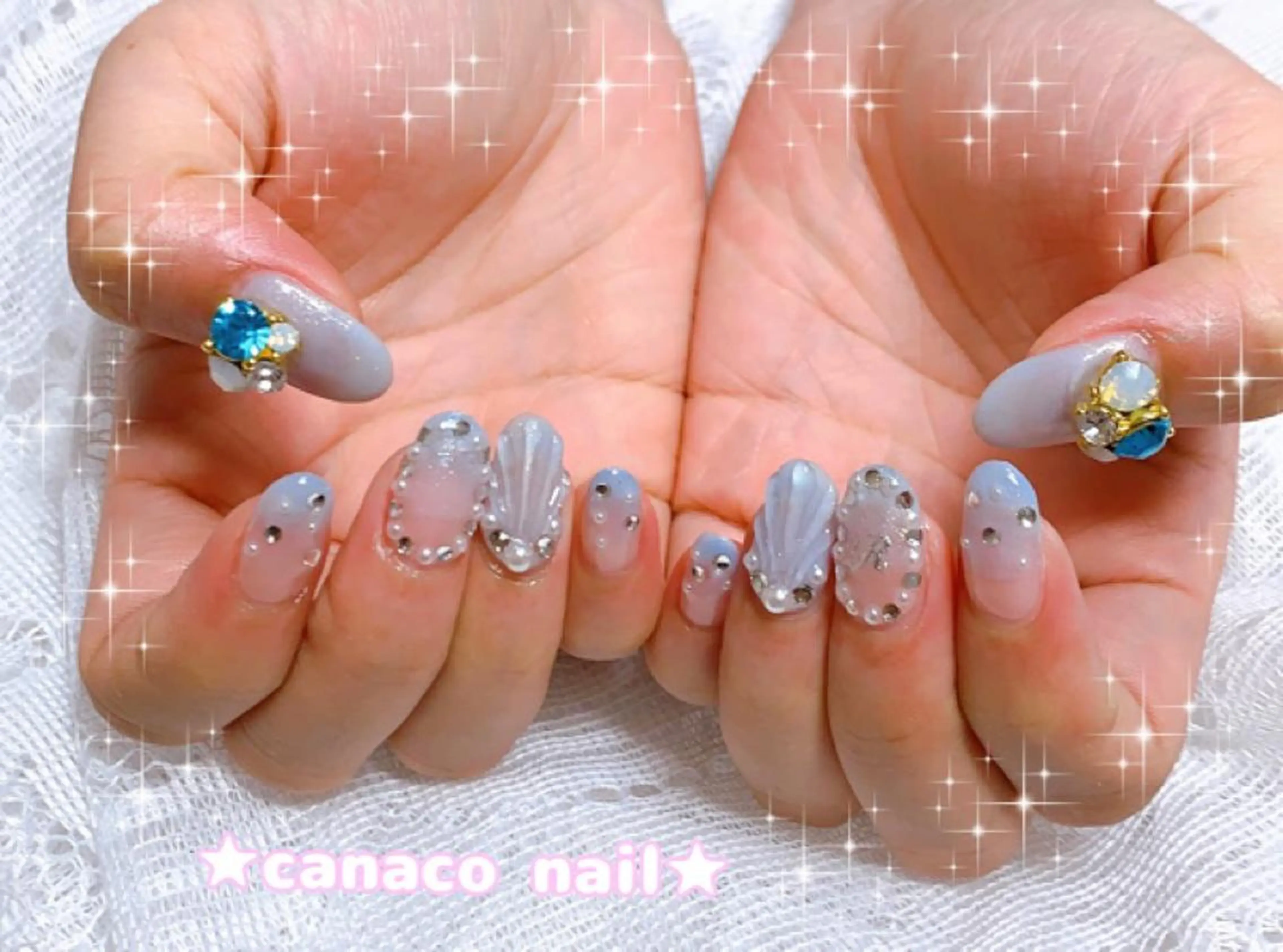 ネイル アートネイル キラキラネイル ストーンネイル ハンドネイル ハンドケア ベテランネイル cnc nailのネイルデザイン