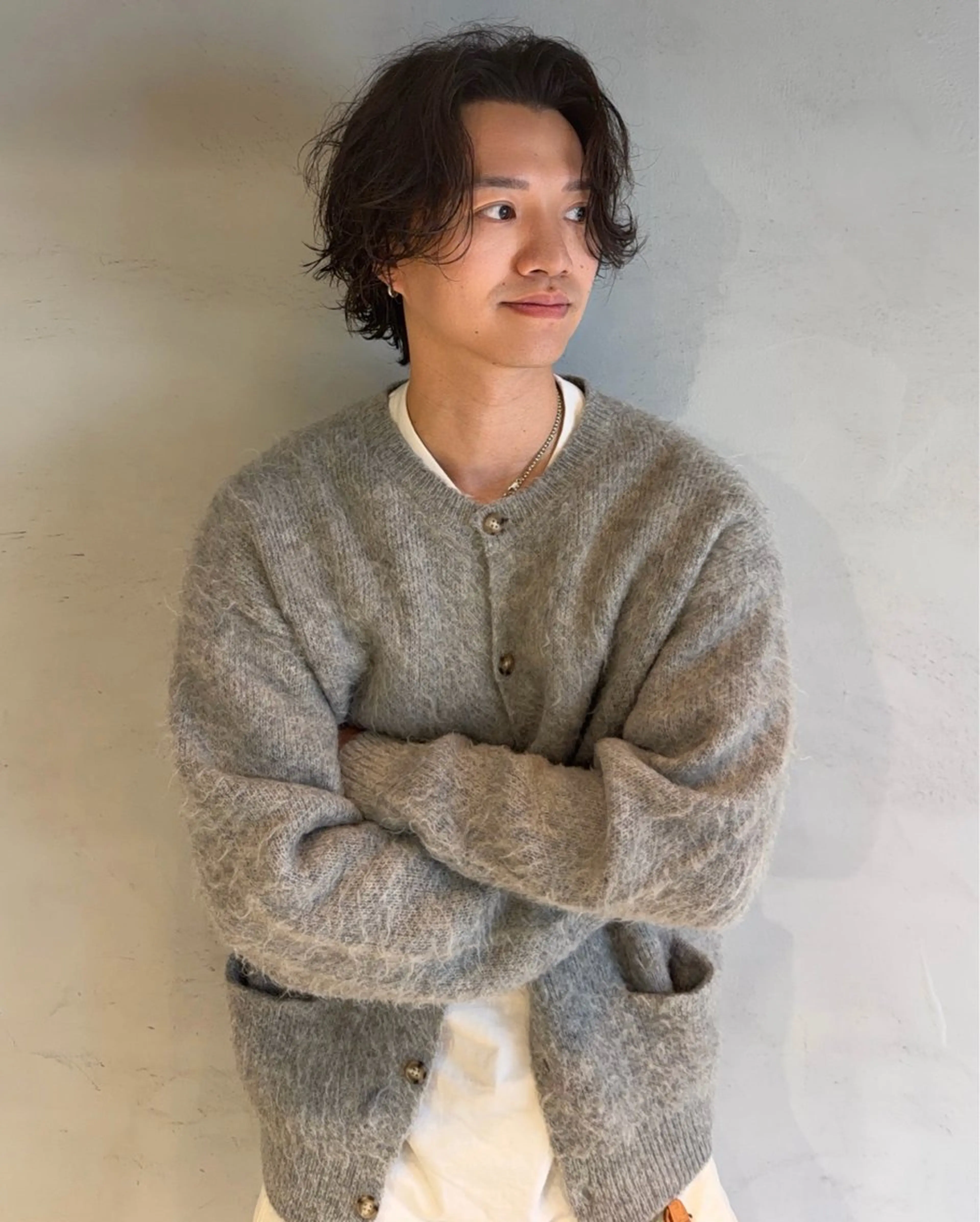 ミディアム パーマ メンズ カット パーマ トリートメント メンズ特化 しゅうへいのヘアスタイル